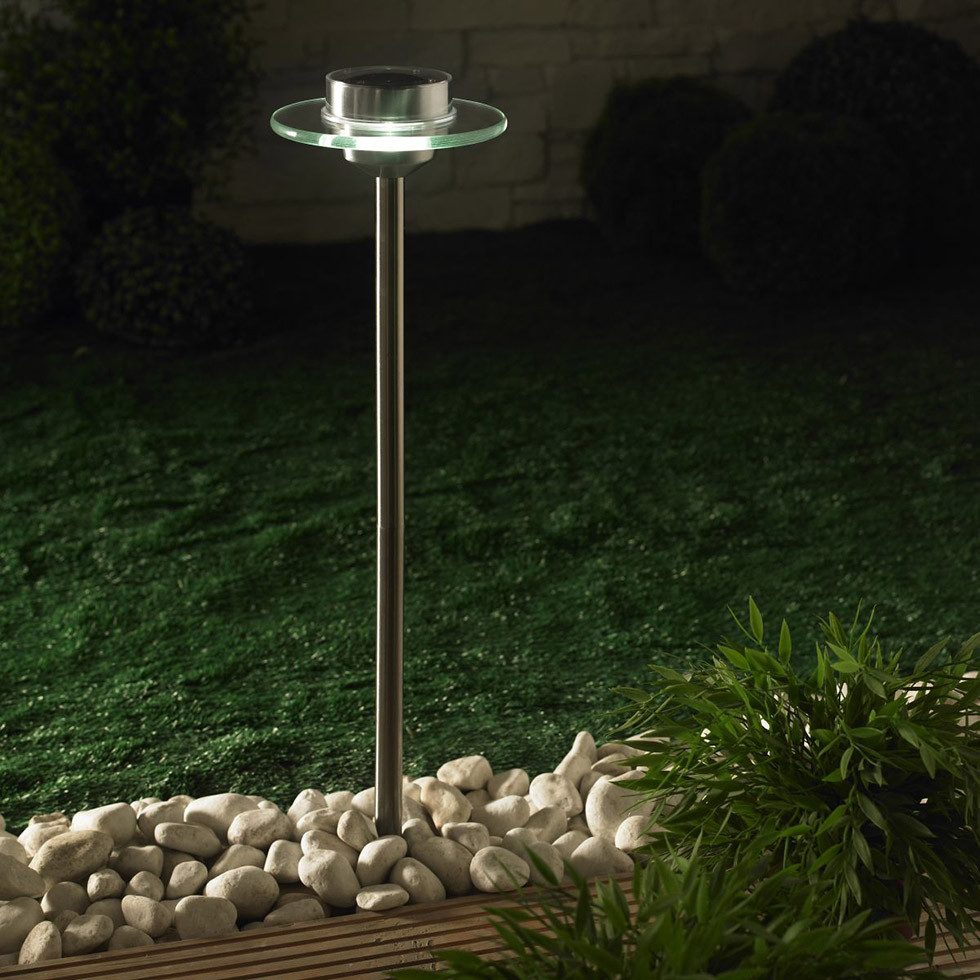 MeLiTec LED Solarleuchte SO13, Saturn, LED fest integriert, kaltweiß, aus Edelstahl und Echtglas, bis zu 8 Stunden Leuchtdauer