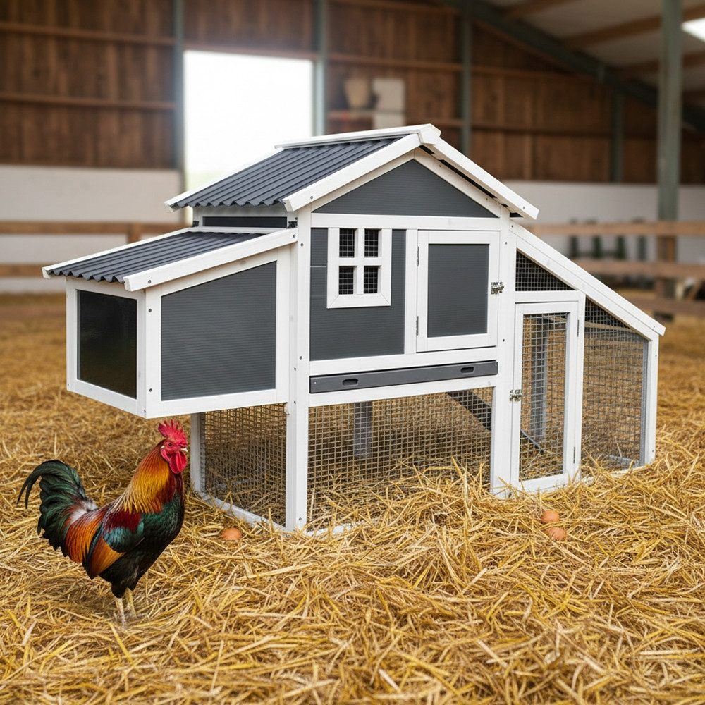 Mucola Kleintierkäfig Hühnerstall Hühnerhaus Geflügelstall Legenest Eiablage Küken, 176x102x66 cm