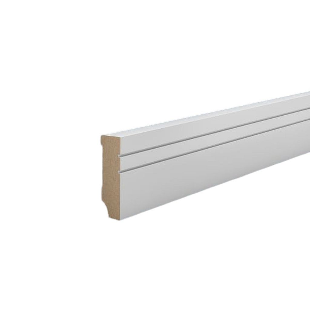 Südbrock Sockelleiste Sockelleiste weiß MDF 16 x 58 mm Foliert in RAL 9016 Fußleiste, L: 250 cm, H: 5.8 cm, 1-St.