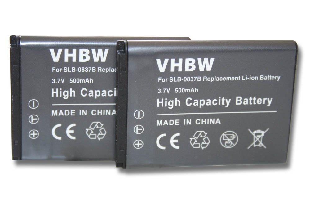500 Samsung mAh vhbw Li-Ion Kamera-Akku für für SLB-0837b (3,7 Ersatz V)
