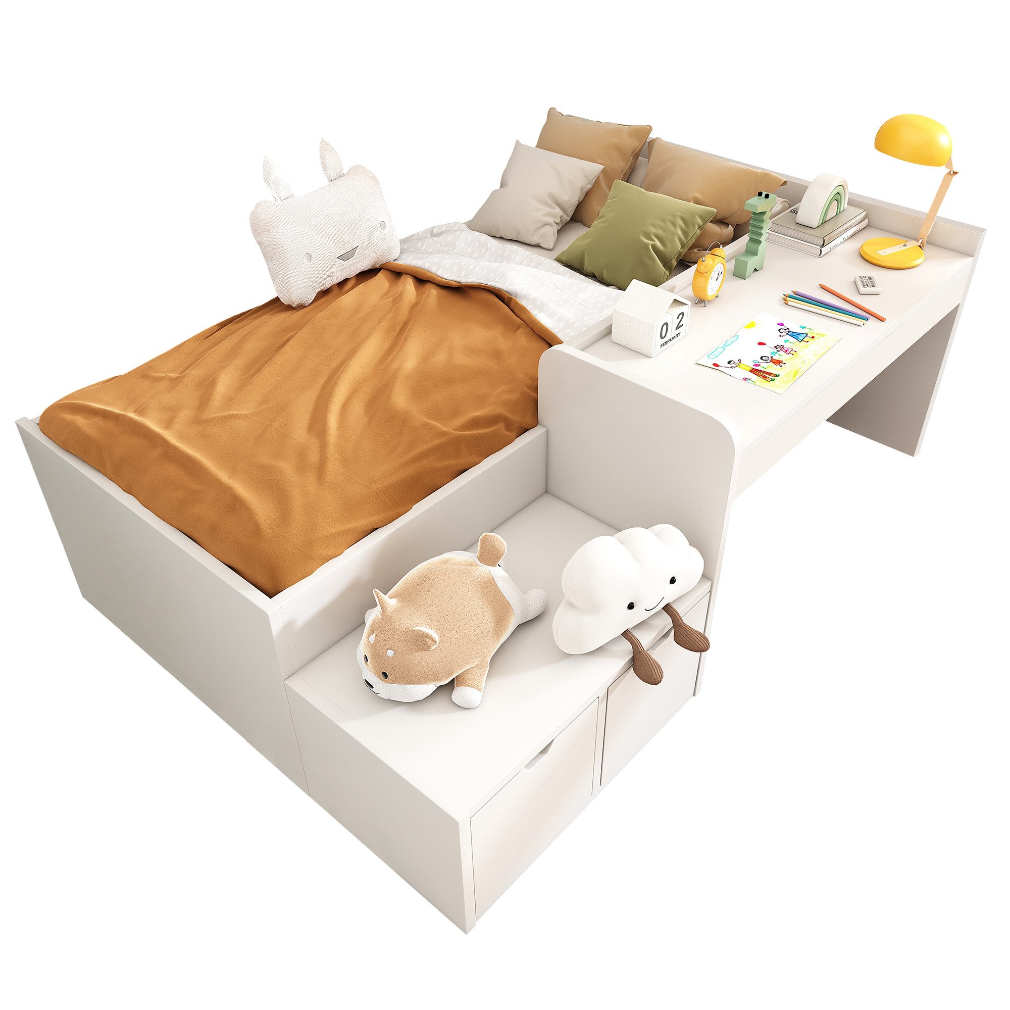 OKWISH Kinderbett Stauraumbett mit Lattenrost (Massiveholz günstig online kaufen