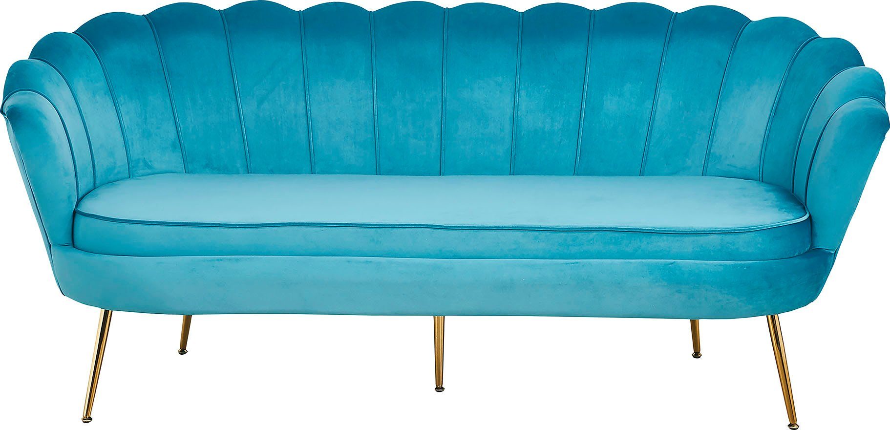 SalesFever 3-Sitzer Clam, extravagantes 180 Muscheldesign, Blau cm Breite