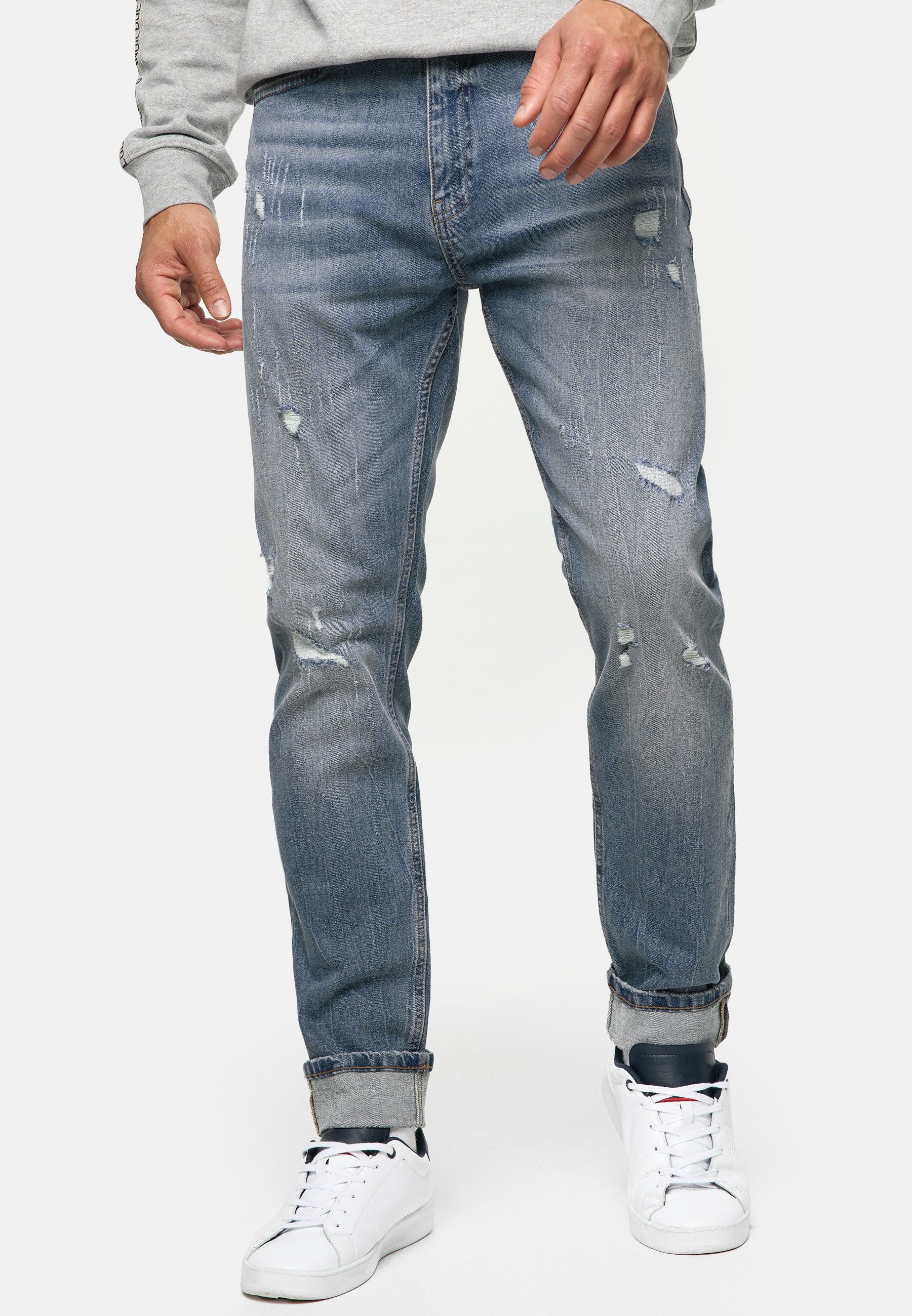 INDICODE Regular-fit-Jeans Herren INSmalinos Jeanshose Hose Herrenhose Stylische Straight-Fit-Jeans mit elastischem Denim