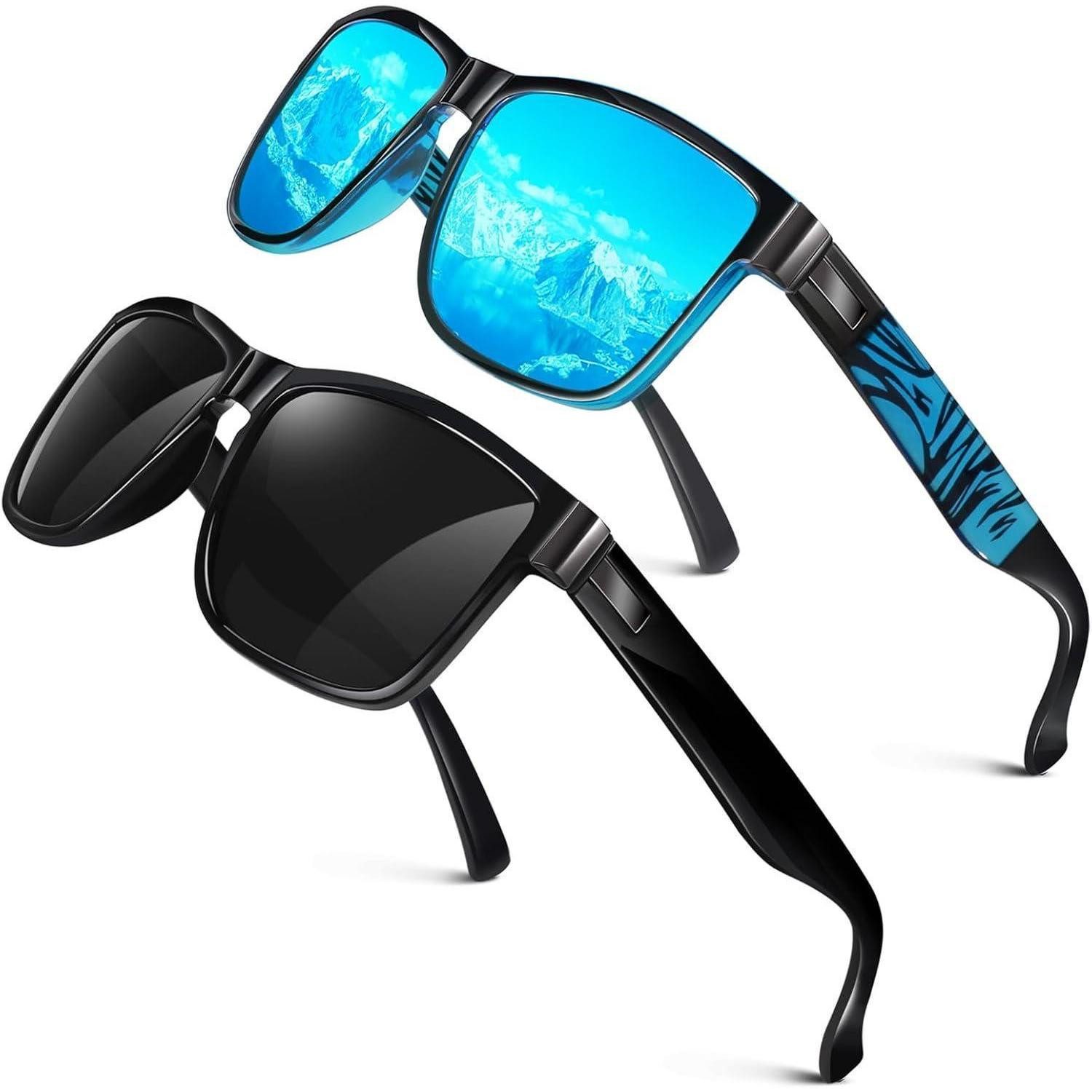 Sonnenbrille Sonnenbrille 2er-pack Schwarz & Blau Blau Glänzend Schwarz Grau