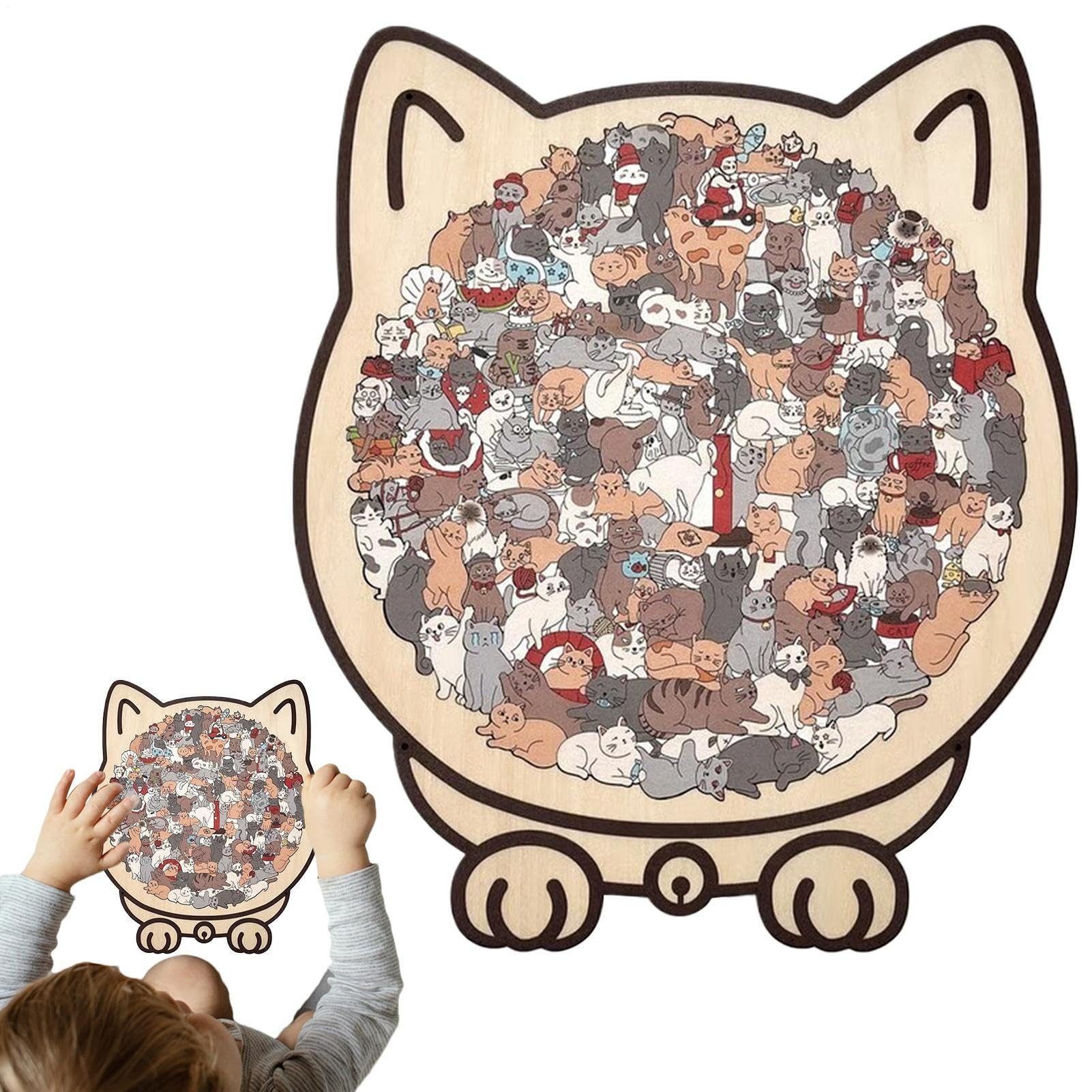CLTYQ Puzzle 135 Teile Puzzle,Buntes Holzpuzzle in Katzenform,Süßes Katzenp günstig online kaufen