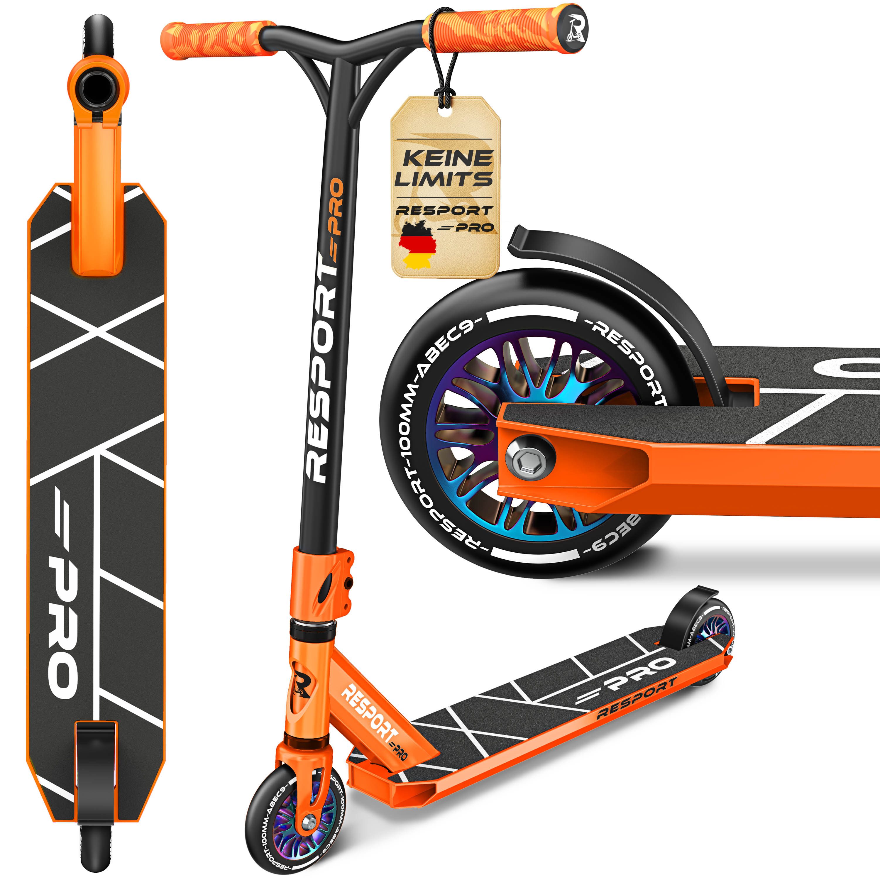 RE:SPORT Cityroller RE:SPORT® Revo Pro Stunt Scooter inkl. Ständer ABEC 9 Kugellagern, (Stuntscooter Kickscooter ABEC 9 Kugellager Trickroller, mit Ständer Profi Stuntroller 110mm PU Wheels & Y-Bar), Stunt Scooter REVO PRO für Kinder & Erwachsene