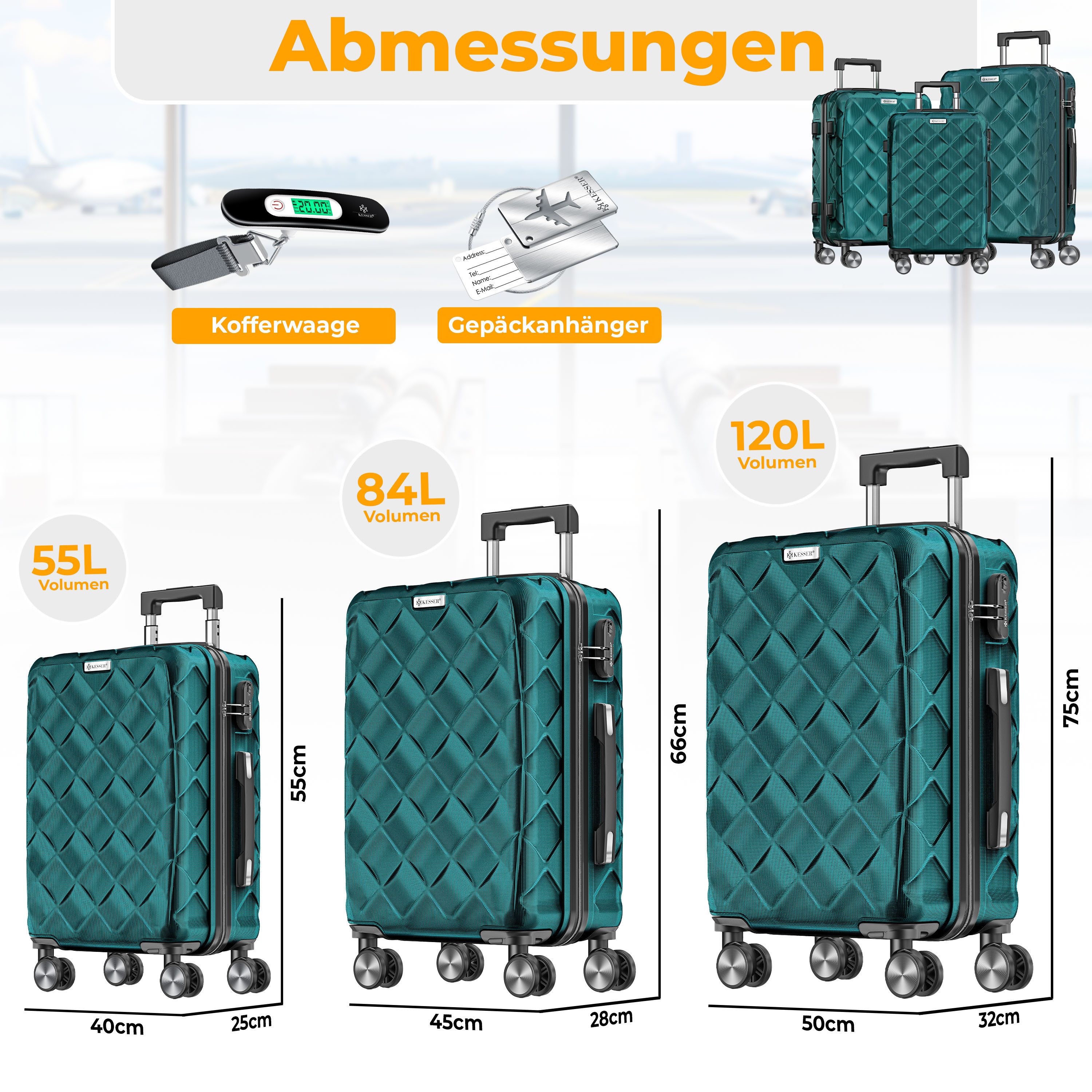 KESSER Kofferset, Reisekoffer 3-teilig Hartschalenkoffer mit Handgepäck, Sc günstig online kaufen