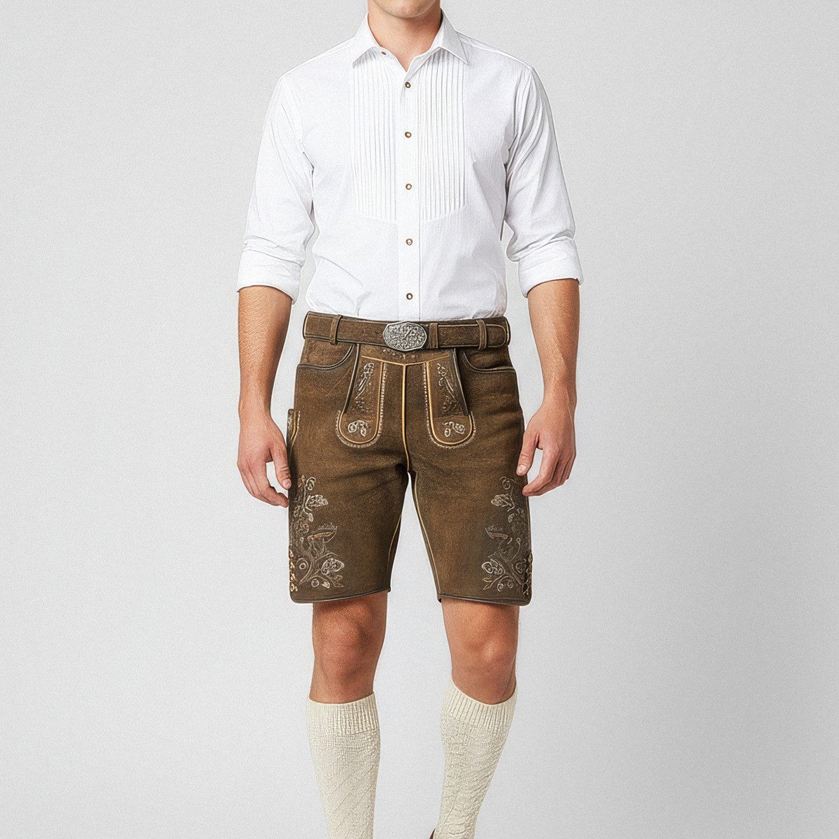 Stockerpoint Trachtenlederhose Bastian Herren (1-tlg) Trachtenlederhose, Trachtenhose, Bayerische Lederhose, Oktoberfest – Bild 4 von 5