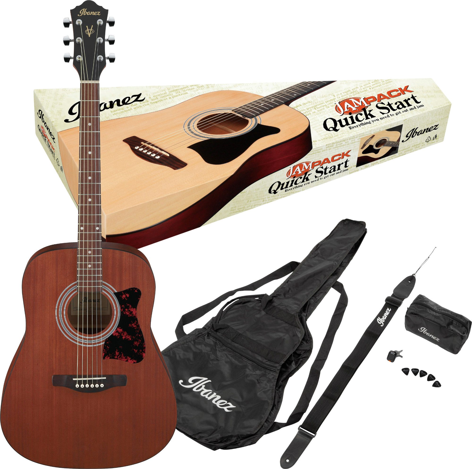 Ibanez Westerngitarre Ibanez V54NJP-OPN Jampack, Dreadnought, Westerngitarre im Einsteiger-Set