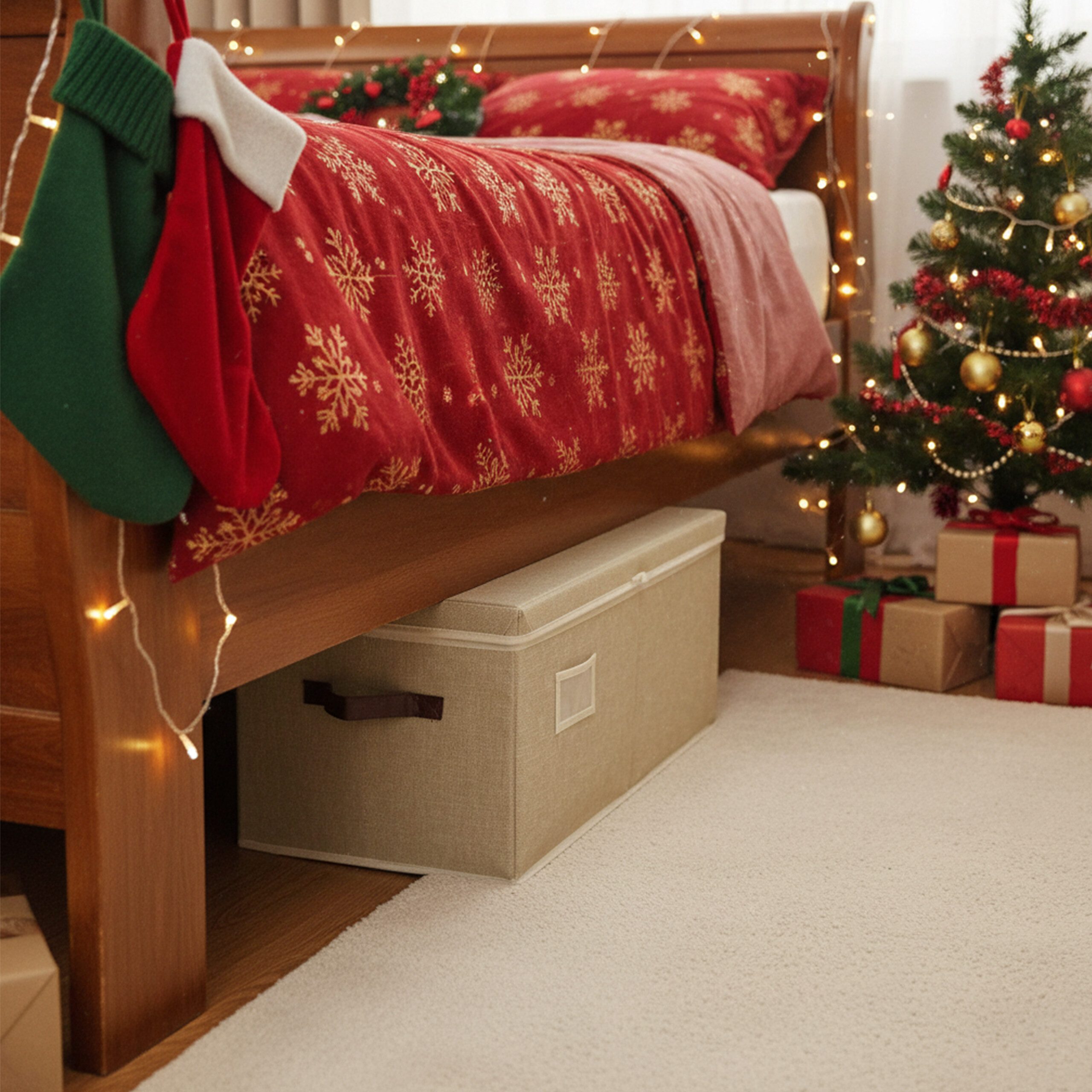 relaxdays Aufbewahrungsbox Weihnachtskugel Aufbewahrungsbox, Beige