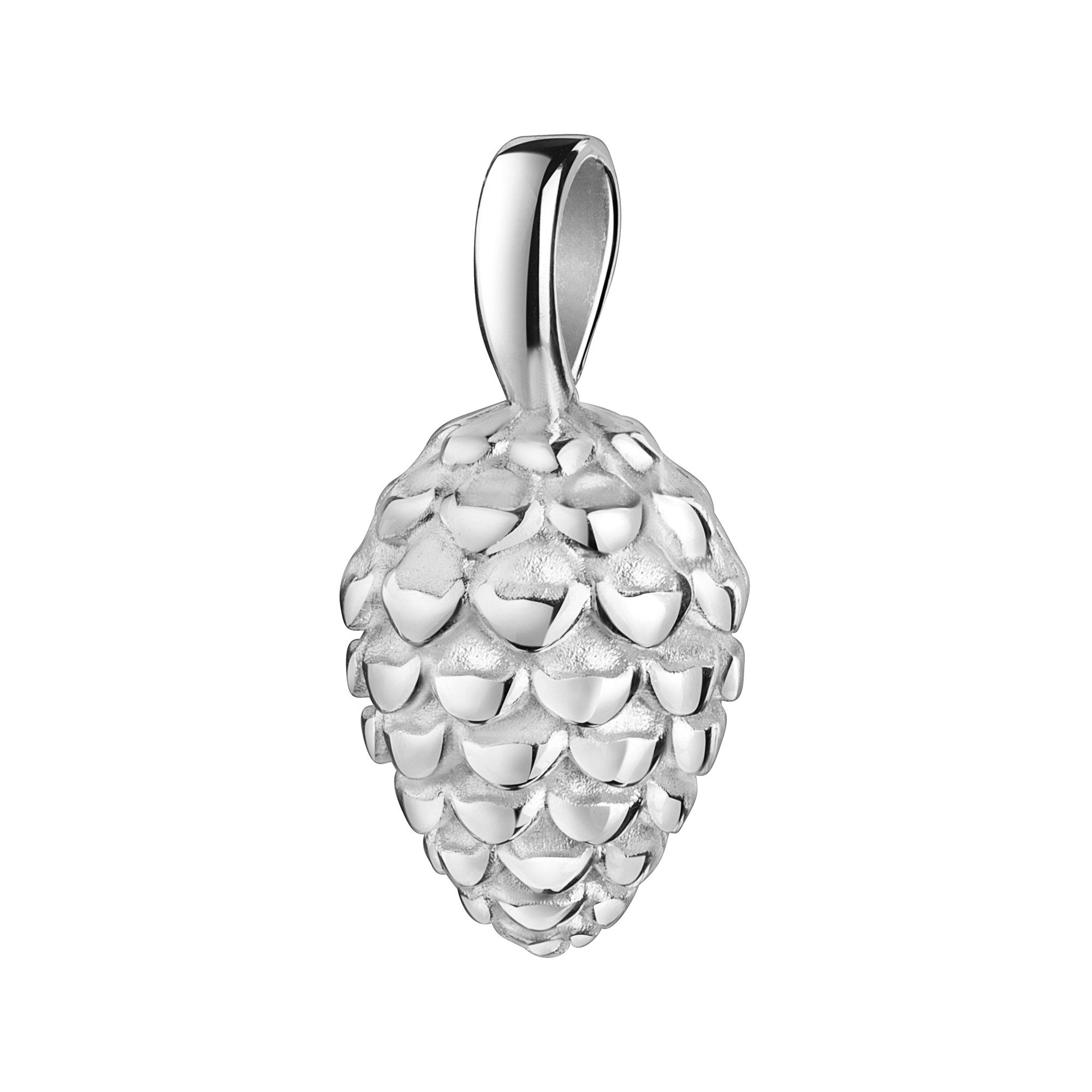 JEVELION Kette mit Anhänger Silber Anhänger 925 Silber Tannenzapfen Glücksbringer Made in Germany (Silberanhänger, für Damen und Mädchen), Mit Silberkette 925 - Länge wählbar 36 - 70 cm oder ohne Kette.