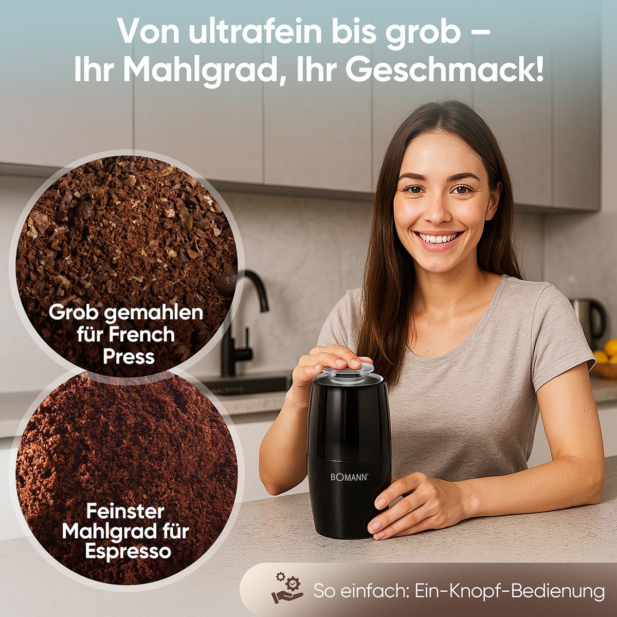 BOMANN Kaffeemühle KSW 6088 CB, Kaffeemühle elektrisch, für 60g Kaffeebohnen