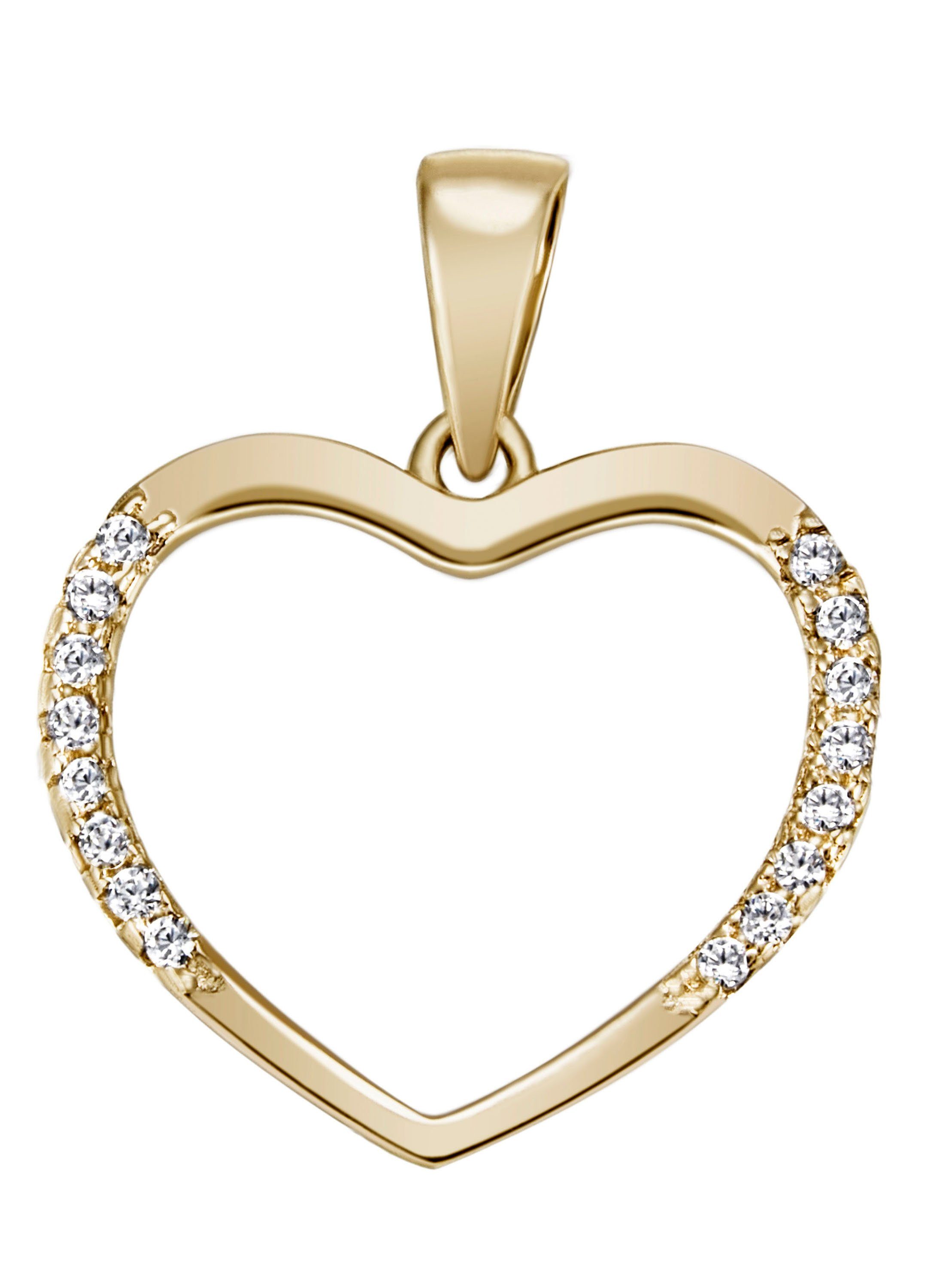 Firetti Kettenanhänger Schmuck Geschenk Silber 925 Halsschmuck Anhänger Herz "LIEBE", mit Zirkonia (synth)