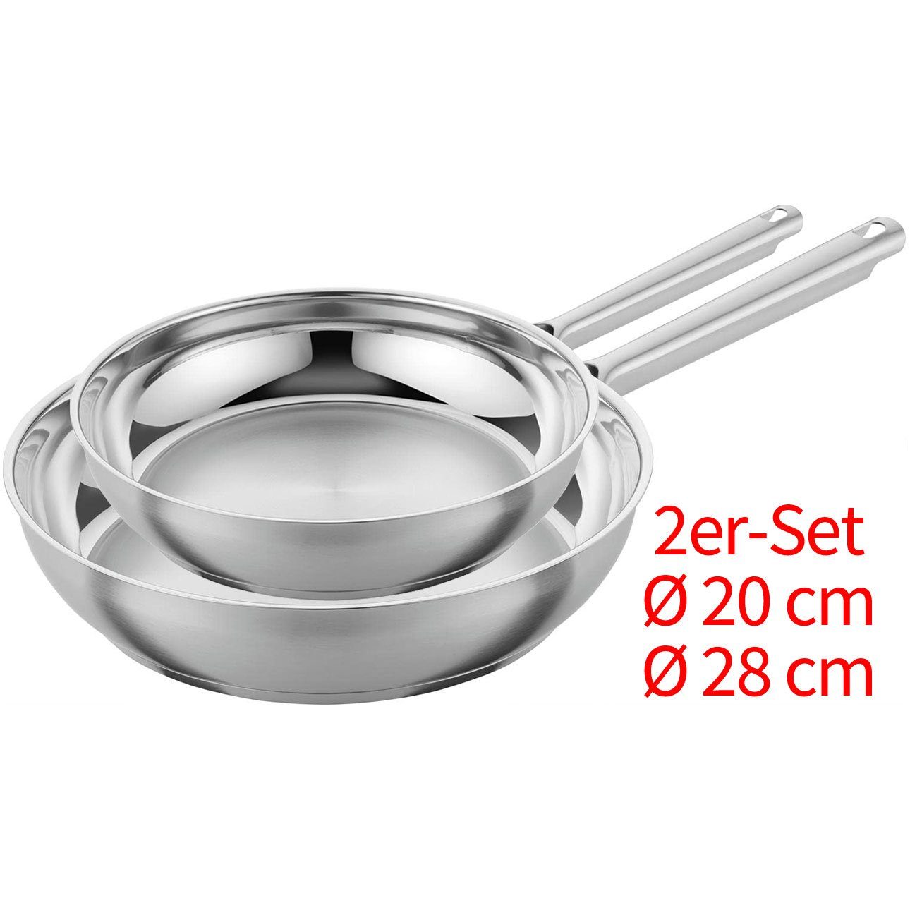 Zwilling Pfannen-Set TrueFlow, Edelstahl (Set, 2-tlg., Ø 20 / 28 cm), Voll Edelstahl  Pfannen ohne Antihaftbeschichtung, induktionsgeeignet