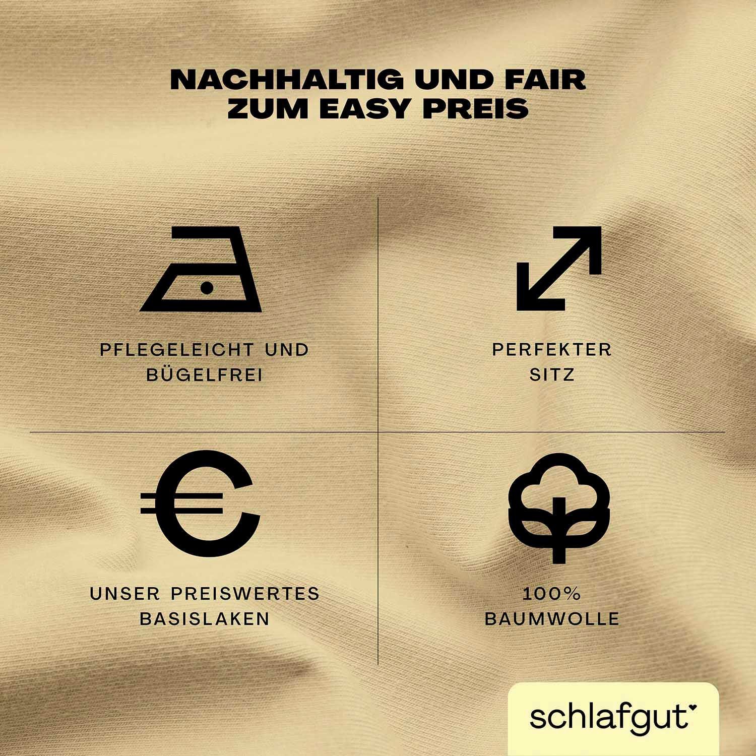 Schlafgut Spannbettlaken EASY JERSEY Bettlaken, 150 g/m², 100% Baumwolle, Spannbetttuch, Jersey, Gummizug: rundum, (1 Stück), Spannbettlaken bis 22 cm Höhe, büg – Bild 4 von 5