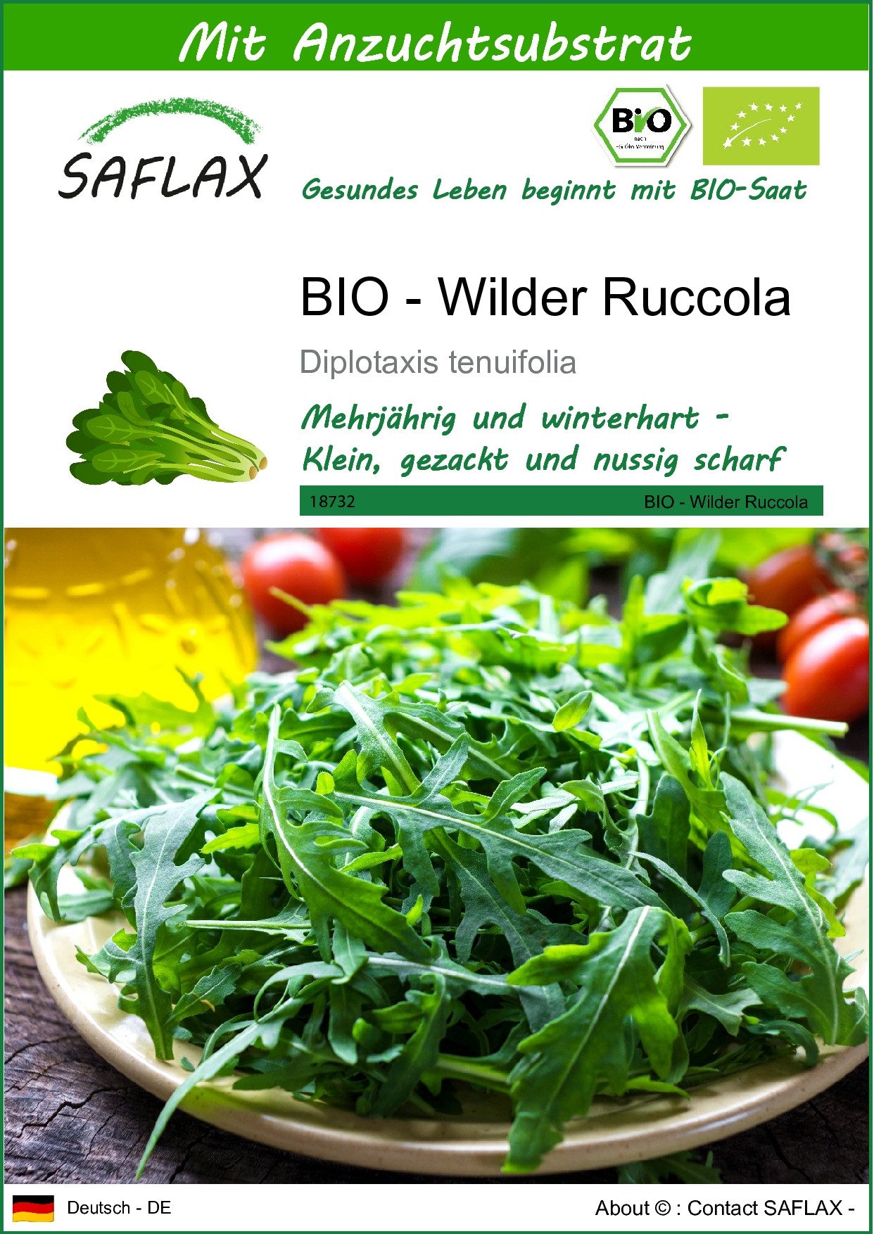Gemüsesamen SAFLAX - Samen und Substrat - BIO - Wilder Ruccola