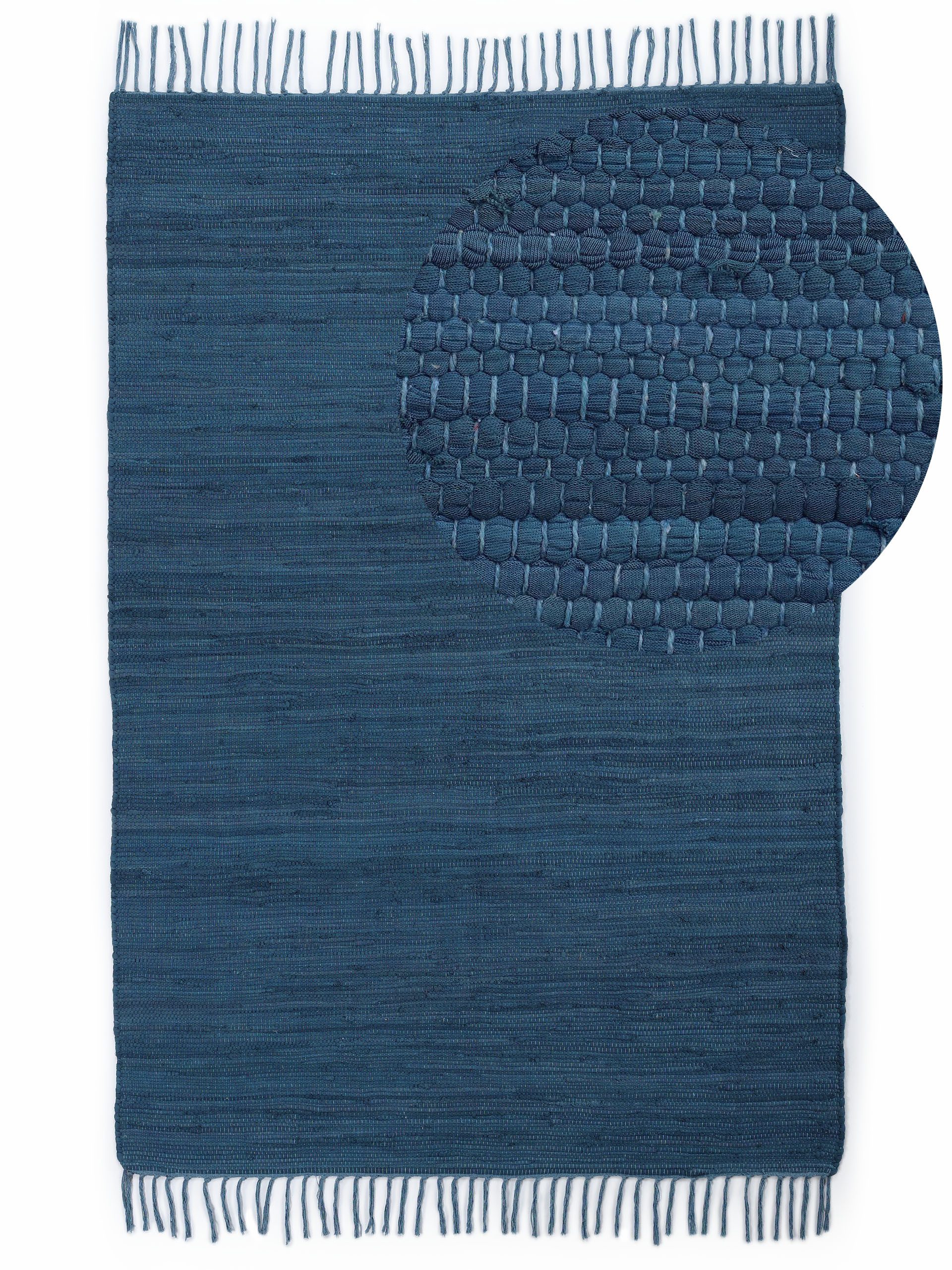 carpetfine Teppich Kelim Chindi uni, auch als Läufer, rechteckig, Höhe: 5 mm, Wendeteppich, reine Baumwolle, handgewebt, Uni-Farben, mit Fransen