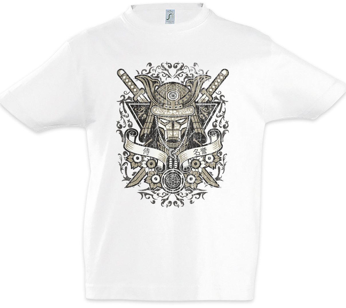 Print-Shirt Samurai Crossed Swords Kinder T-Shirt Ninja Bushido Banzai Krieger