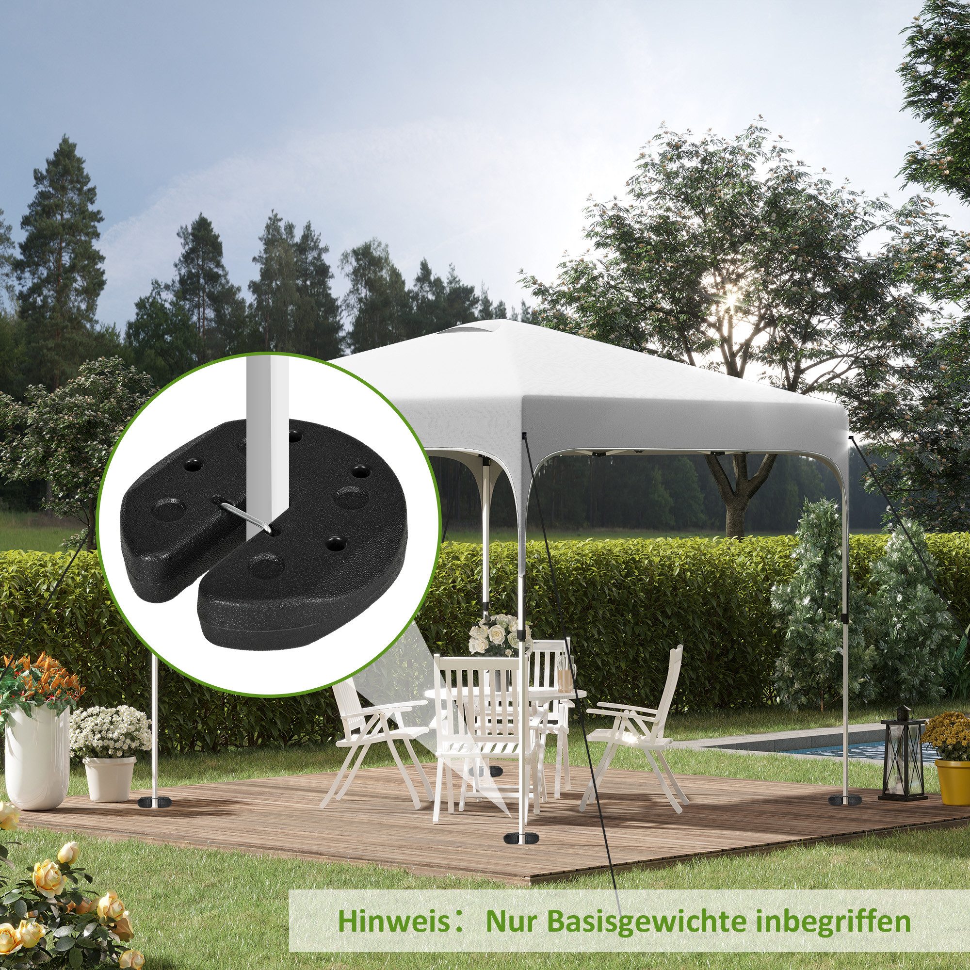Outsunny Beschwerungsgewicht mit Befestigungsstiften und Transportgurt, Faltpavillon, Partyzelt, (Gewichte, 4-tlg., Pavillonstandfüße), für Faltpavillon, Partyzelt, HDPE, Schwarz