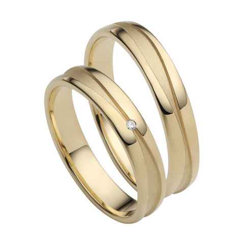 Firetti Trauring Schmuck Geschenk Gold 750 Hochzeit Ehering "LIEBE", Made in Germany, wahlweise mit oder ohne Brillant