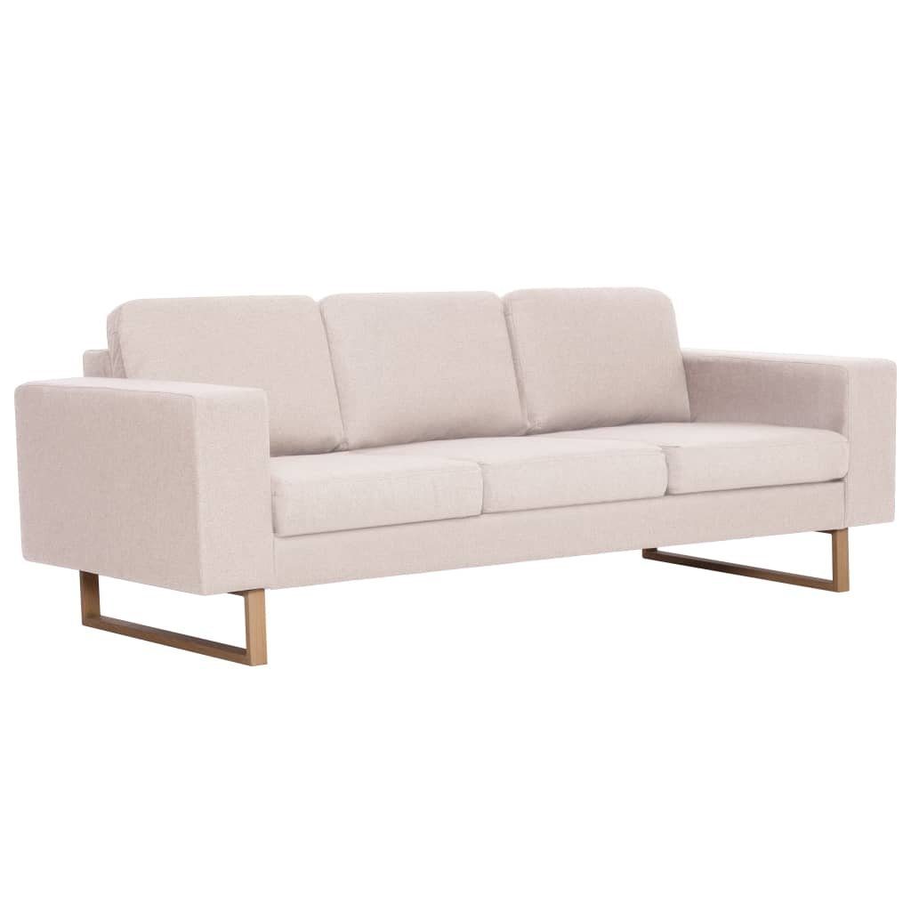 vidaXL Sofa 3-Sitzer-Sofa Stoff Cremeweiß Couch