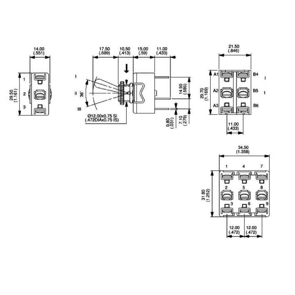 APEM Schalter Hebelschalter für hohe Stromstärke 250 V/AC 636H/2, Metallhebel