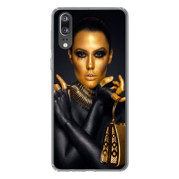 MuchoWow Handyhülle Make-up - Tasche - Gold - Luxus - Frau Handyhülle Huawei P20 Handy Case Silikon Bumper Case