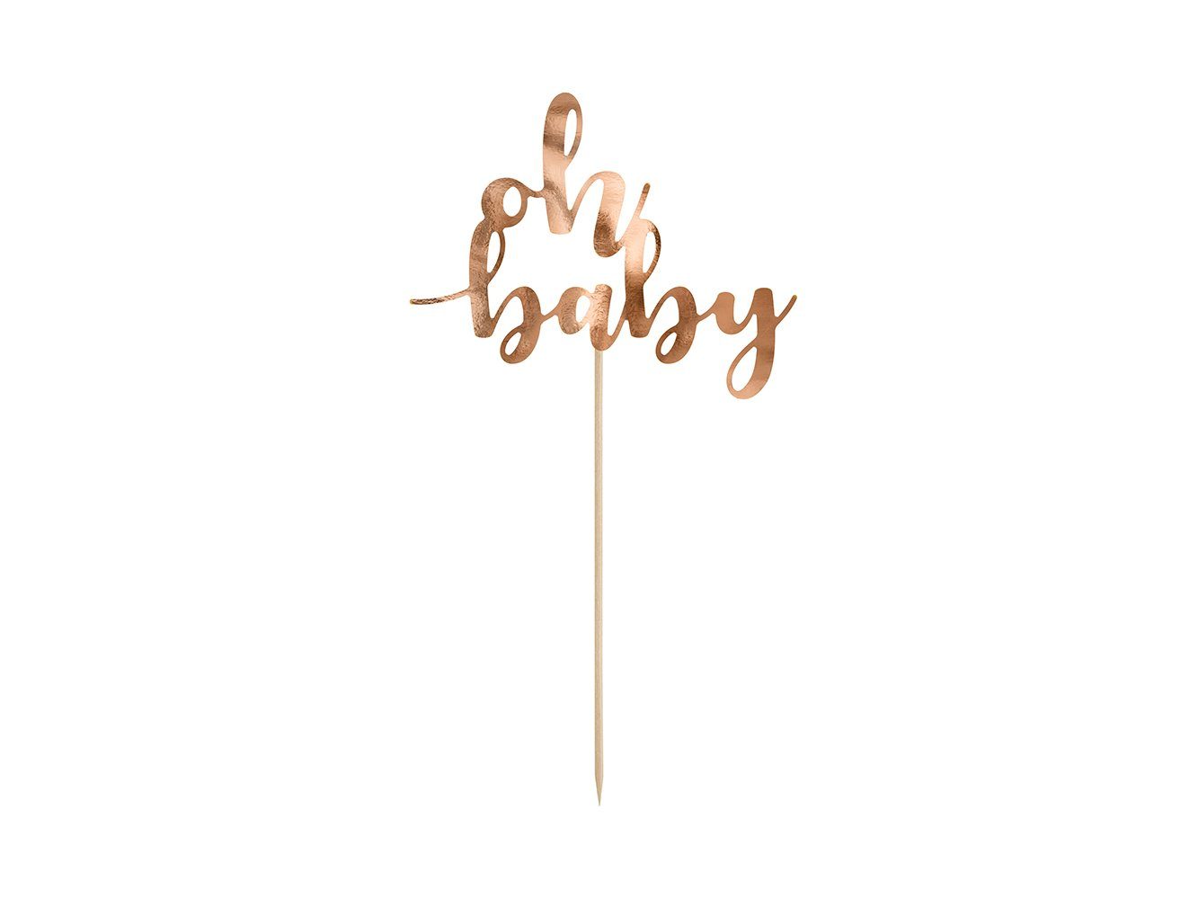 partydeco Tortenstecker, Torten Topper Oh Baby / Geburt 25cm roségold