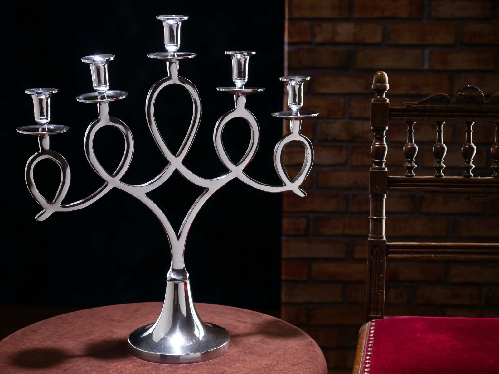 Aubaho Leuchter 58cm Kerzenständer Aluminium antik Kerzenleuchter Candlestick Kerzenständer