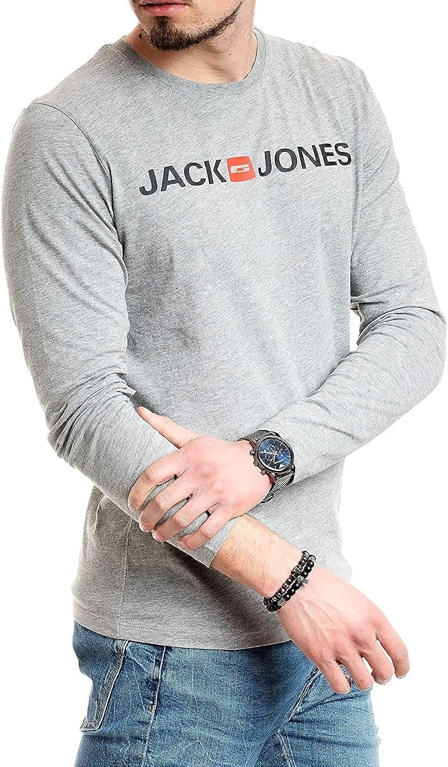 Jack & Jones Langarmshirt mit Printaufdruck Light Grey
