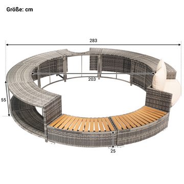 Tongtong Gartenlounge-Set Poolumrandung, Gartenmöbel-Set, Lounge-Set für Whirlpool und Pool, mit verstellbaren Füßen, inklusive Kissen