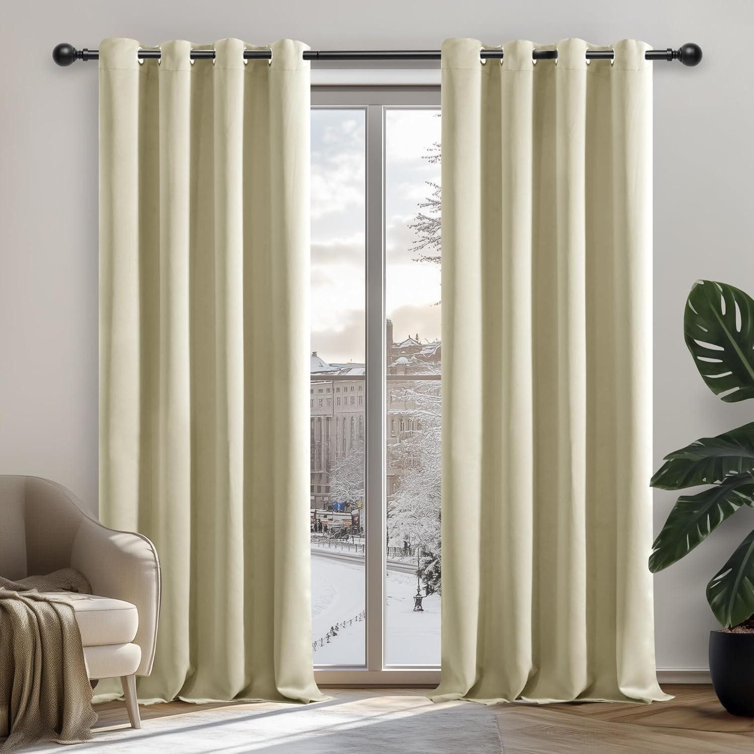 LuxusKollektion Verdunkelungsvorhang Verdunkelungsvorhang Gardine H214 x B132 cm (2er Pack) Beige (2 St)