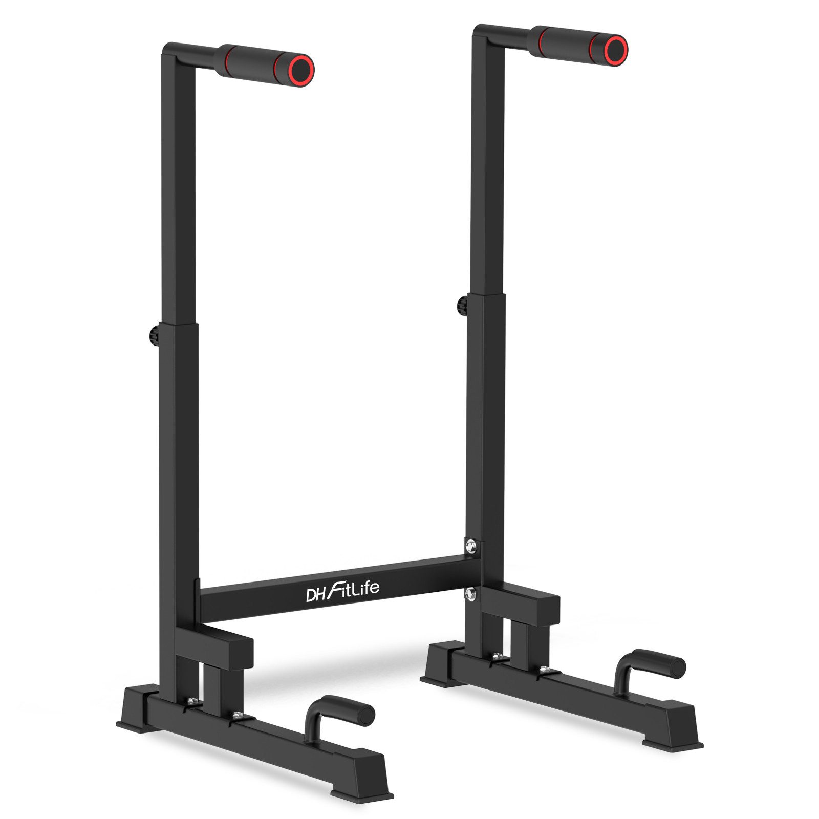 DH FitLife Liegestützgriffe Dip Barren Bars, Dipständer, Dip Station, Dip Stange (Kraftstation Fitnessgerät für Zuhause, Parallettes Calisthenics Training Equipment), Krafttraining 100-130 cm 9-fach verstellbar