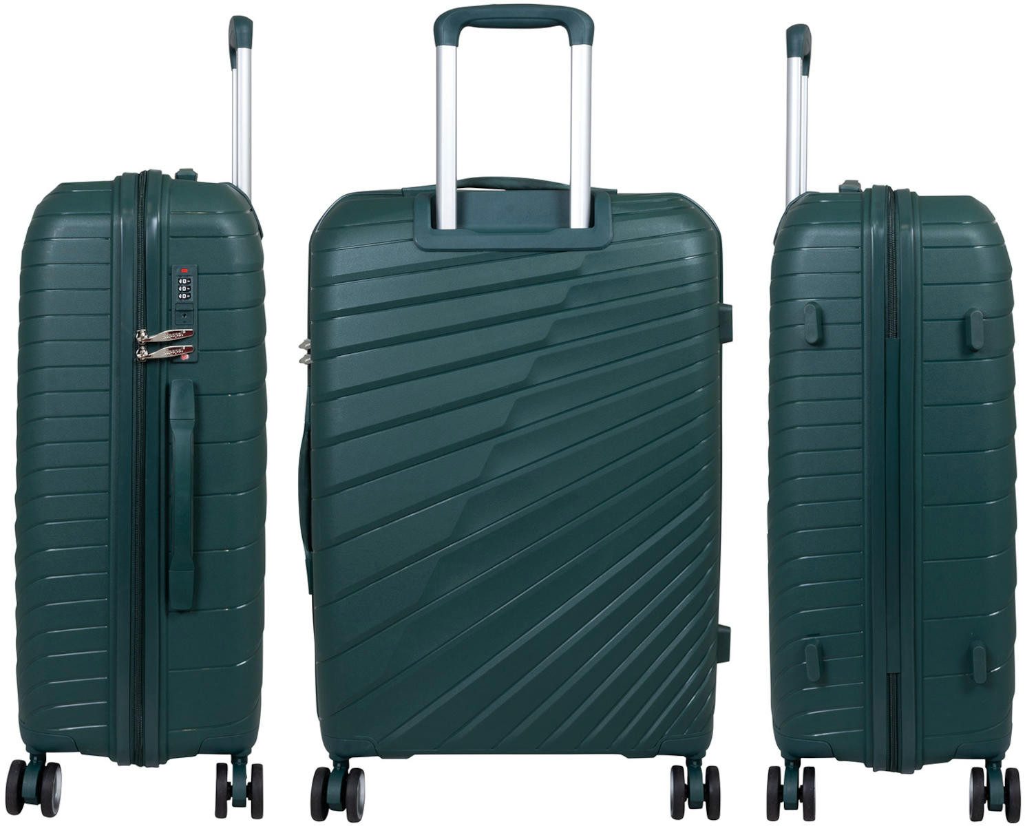 Warenhandel König Hartschalen-Trolley Helmersen, 4 Rollen, farbig einheitliche Griffe, Rollen und Reißverschlüsse