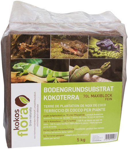 Floragard Pflanzerde »Kokosflora Kokoterra«, (1-St), Maxi Block fein, ergibt aufgelockert 70 Liter