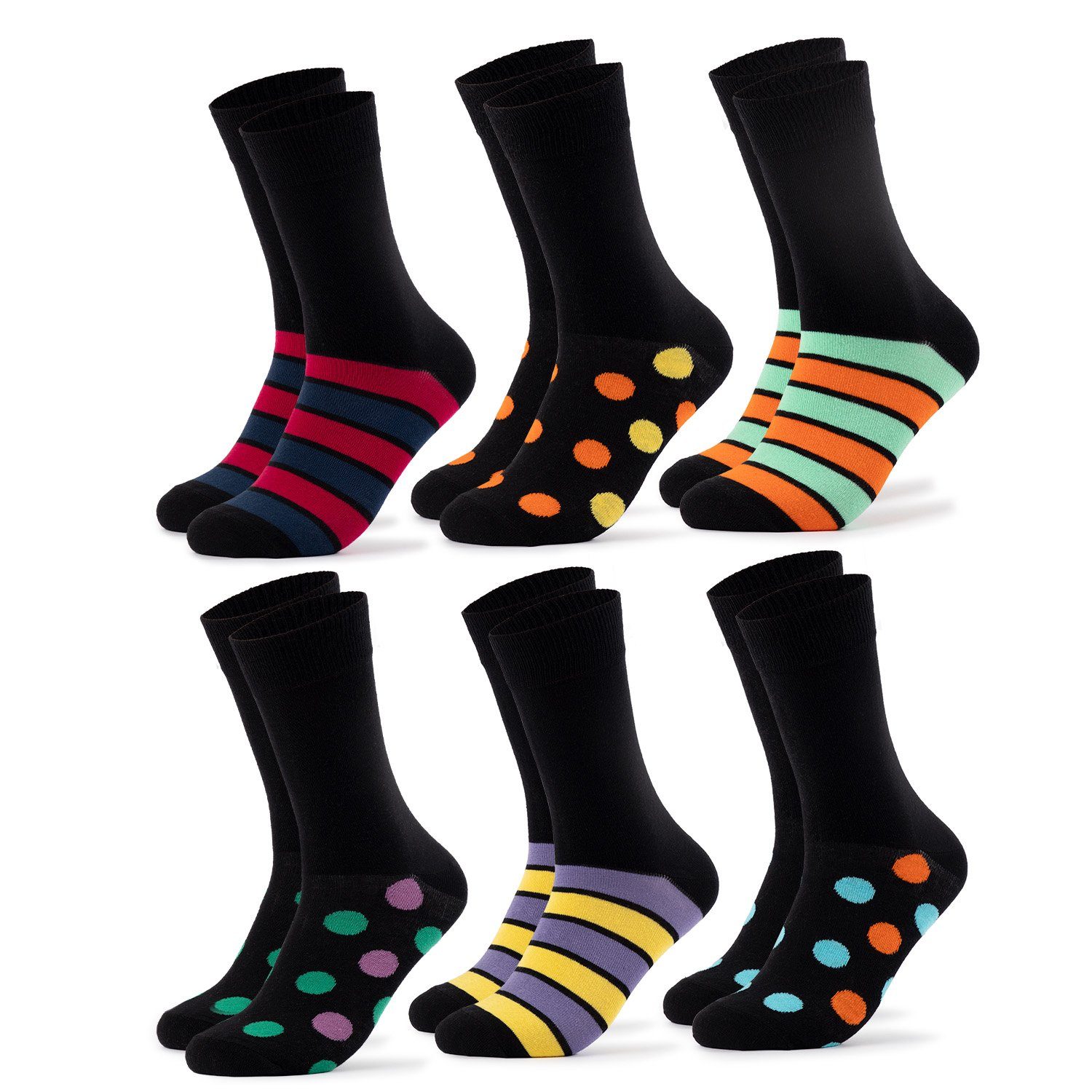 OCCULTO Basicsocken Herren Bunte Socken 6er Pack (Modell: Moritz) (6-Paar) Mix1