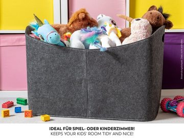 RUBBERNECK Wäschekorb XXL Aufbewahrungstasche aus Filz, mit Griffen, Fassungsvermögen 100 l, 62x40x42 cm