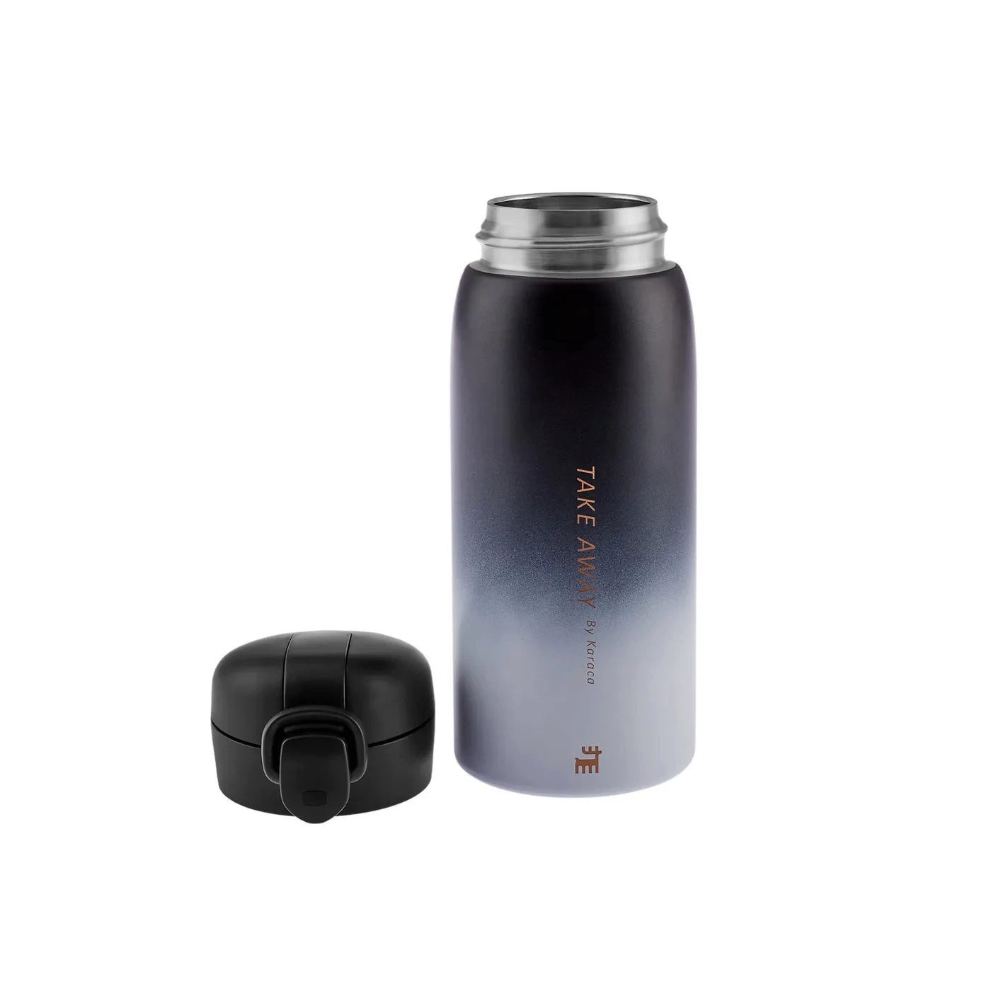 Karaca Thermoflasche Karaca Skyfall Stahl Auslaufsichere Thermoskanne 350 ml Schwarz