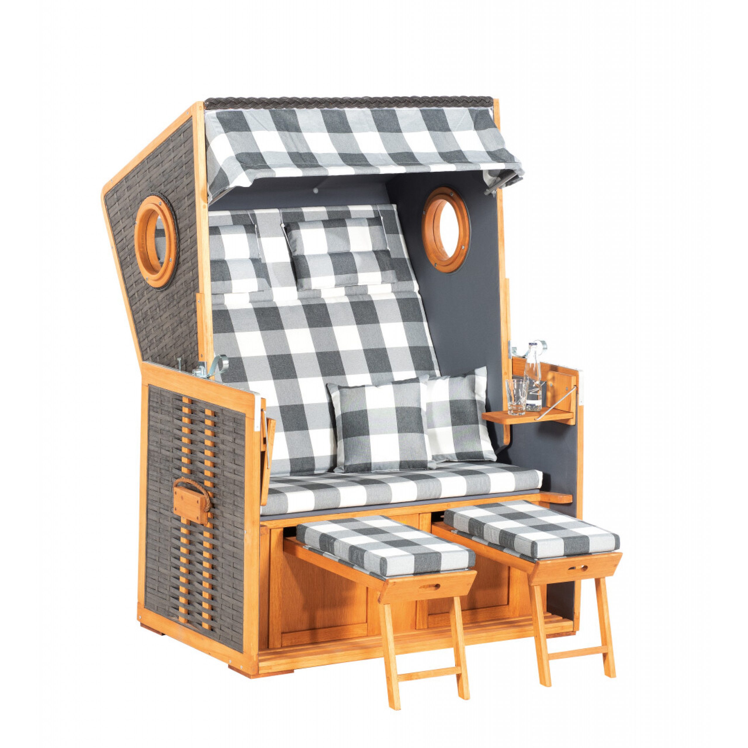 SonnenPartner Strandkorb Sonnenpartner Rustikal 110 Z Bullauge 2-Sitzer Strandkorb