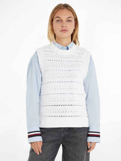 Tommy Hilfiger Pullunder CROCHET C-NK SWEATER VEST in angesagter Häkeloptik