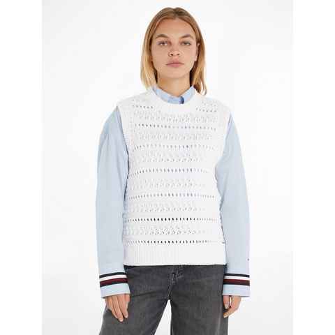 Tommy Hilfiger Pullunder CROCHET C-NK SWEATER VEST in angesagter Häkeloptik