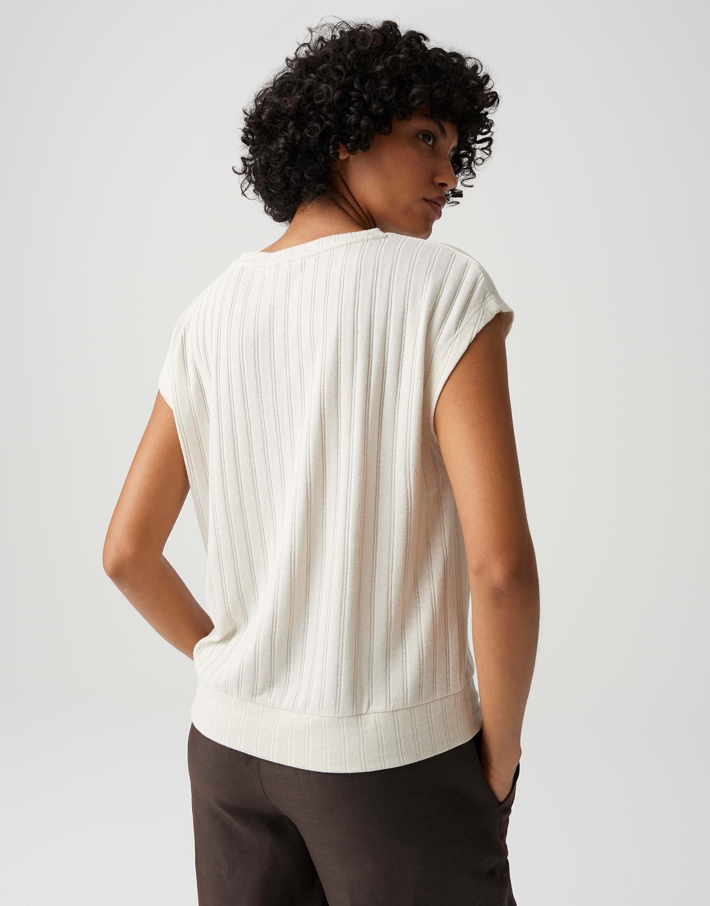 OPUS Kurzarmshirt Sapino aus Jersey mit Rippstruktur leichte Transparenz, weicher Griff, Casual