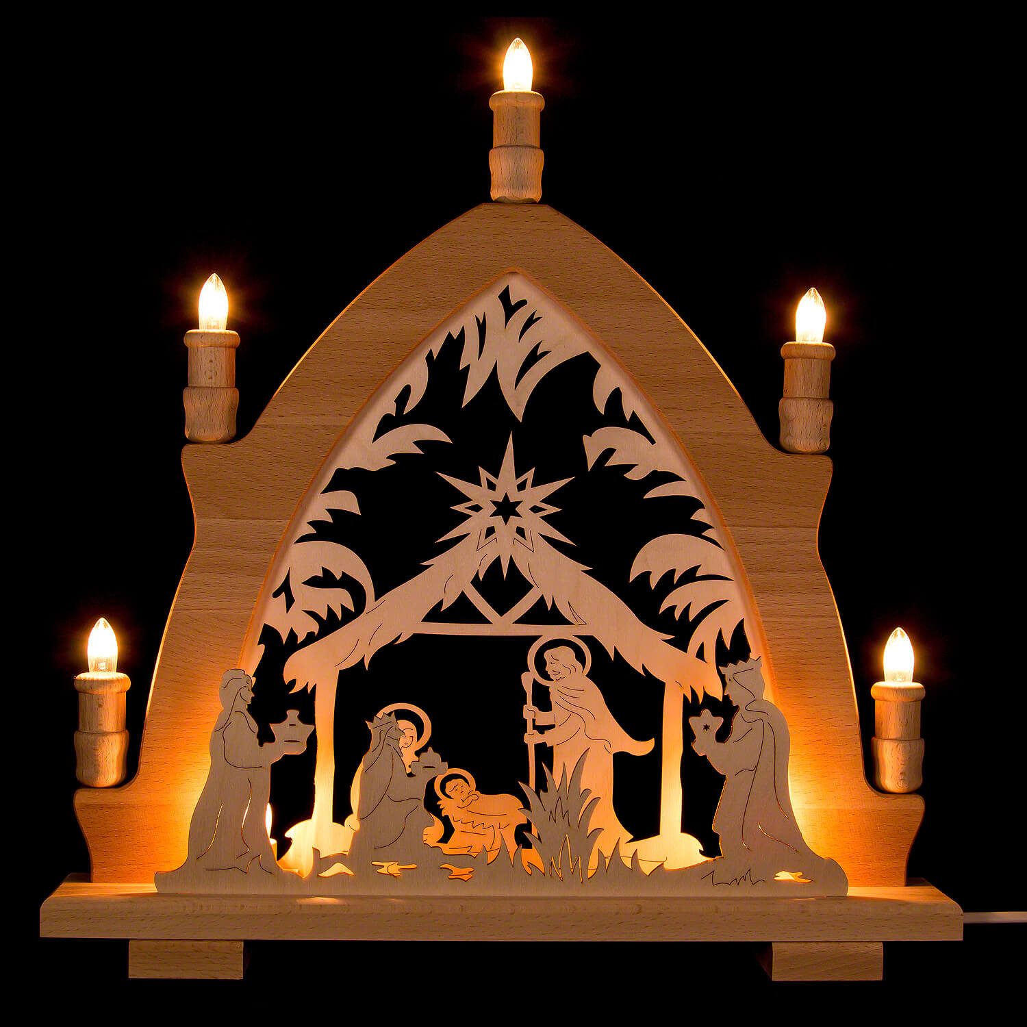 Schwibbogen Schwibbogen Krippe (41x42cm) von Kunstgewerbe Lenk & Sohn