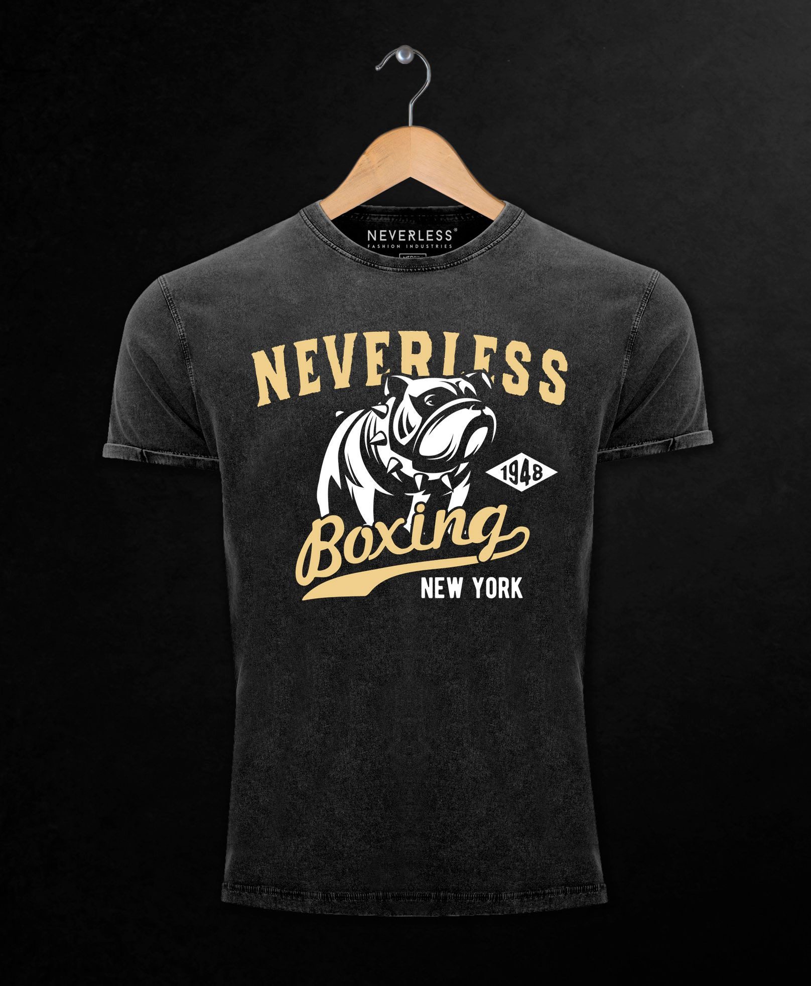 Neverless Print-Shirt Cooles Angesagtes Herren T-Shirt Vintage Shirt Boxing Boxer Sport mit Print