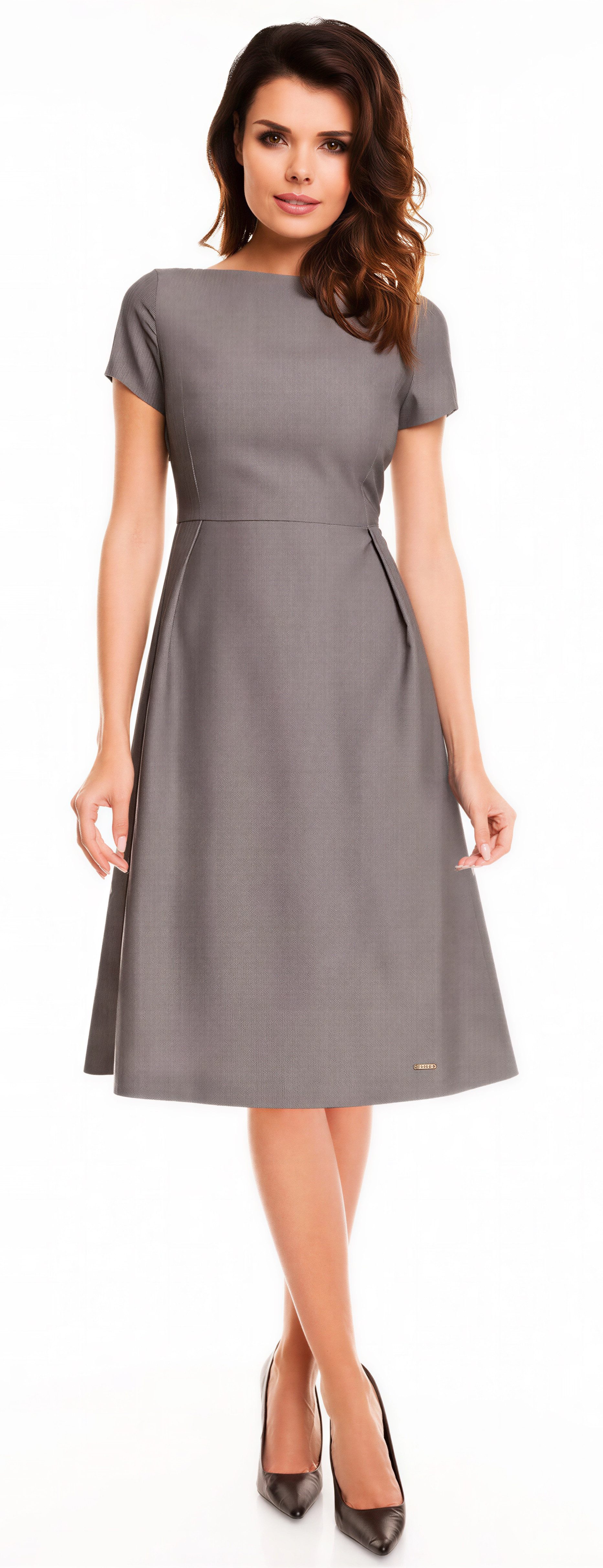 Awama Midikleid mit kurzen Ärmeln und ausgestelltem Rockteil