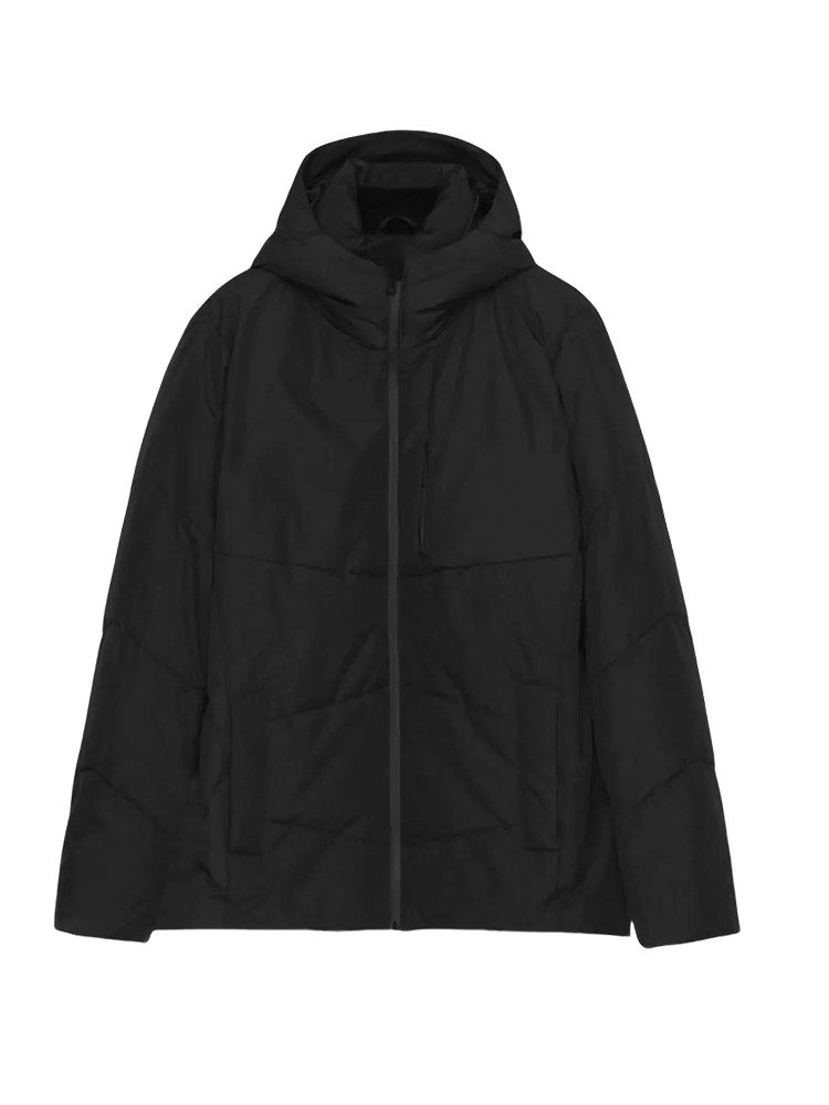RAMSEY Allwetterjacke Schwarzer, regulär geschnittener Kapuzenmantel aus Webstoff