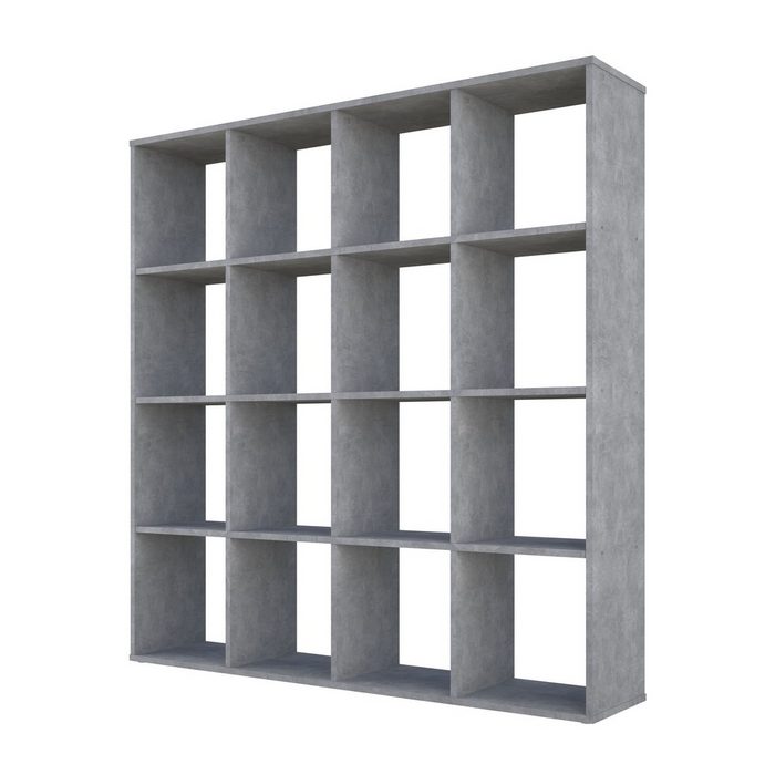 Polini Home Hochschrank Polini Home Raumteiler Bücherregal Regal 16 Fächer Beton-grau QR11990