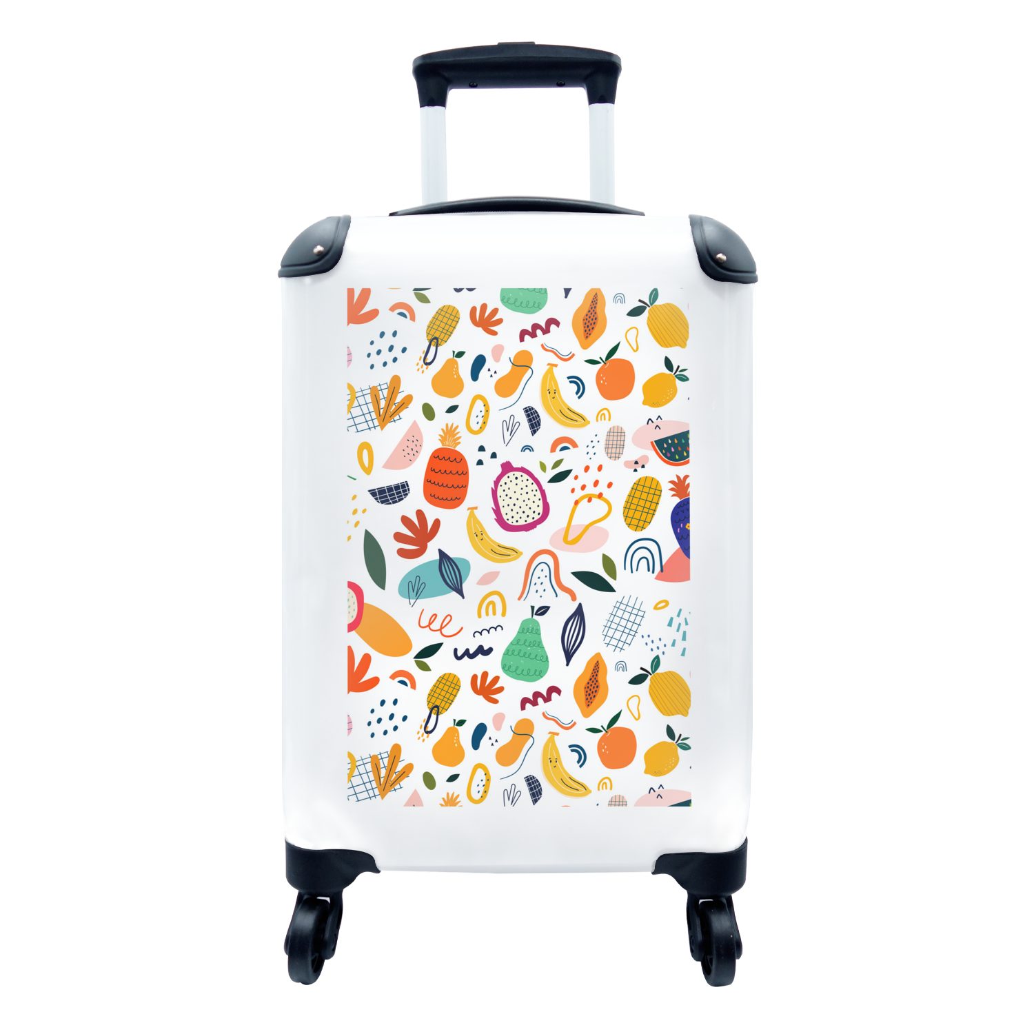 MuchoWow Handgepäckkoffer Obst - Lebensmittel - Ananas - Birne, 4 Rollen, Reisetasche mit rollen, Handgepäck für Ferien, Trolley, Reisekoffer