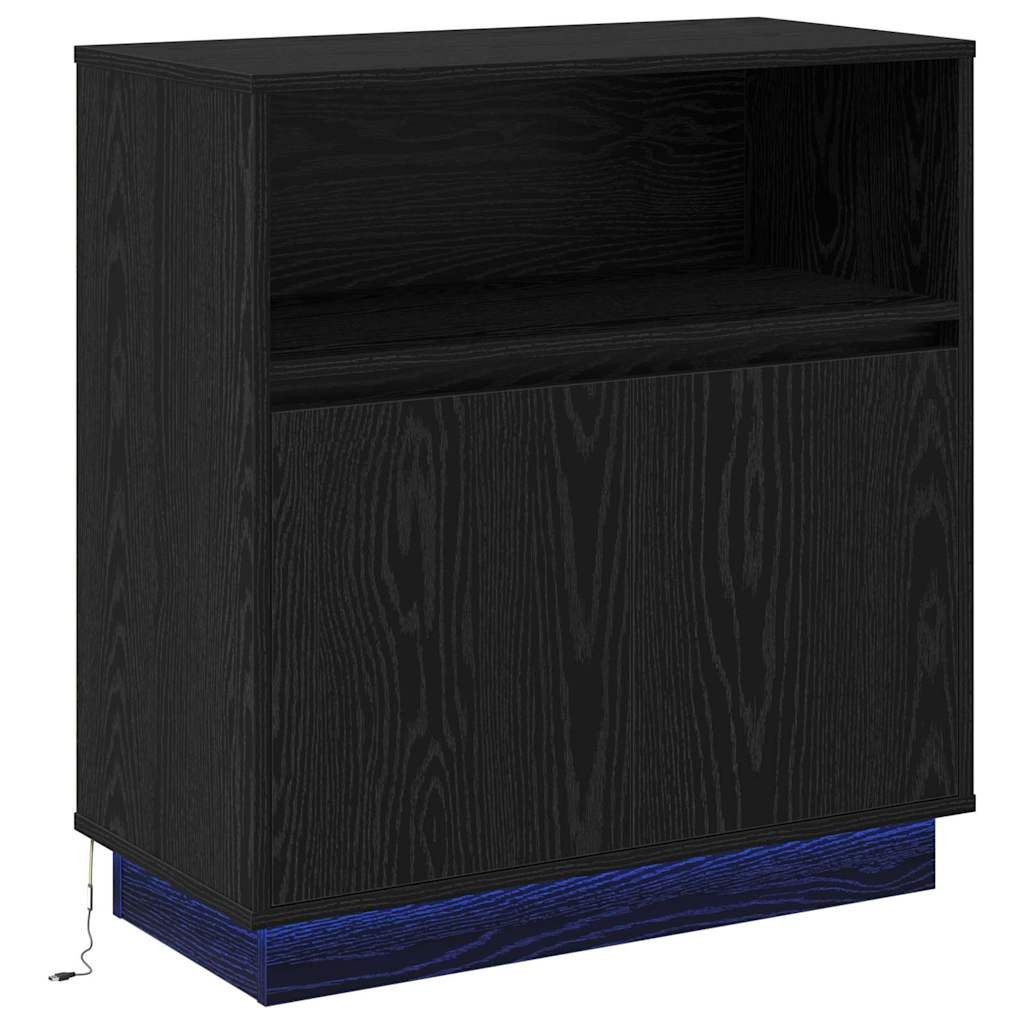 vidaXL Sideboard LED-Sideboard Schwarz Eichen-Optik 71 x 34,5 x 75 cm (1 St)