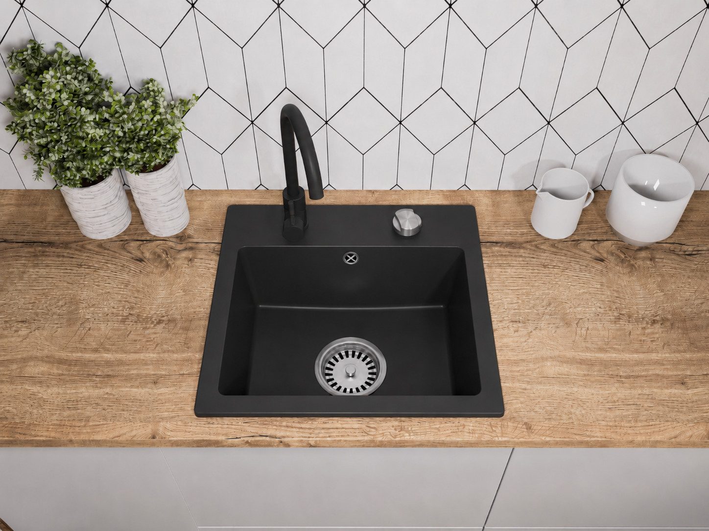 Faizee Home Granitspüle Faizee Home, Granitspüle Compact 44×41,5 cm – Küchenspüle Spülbecken